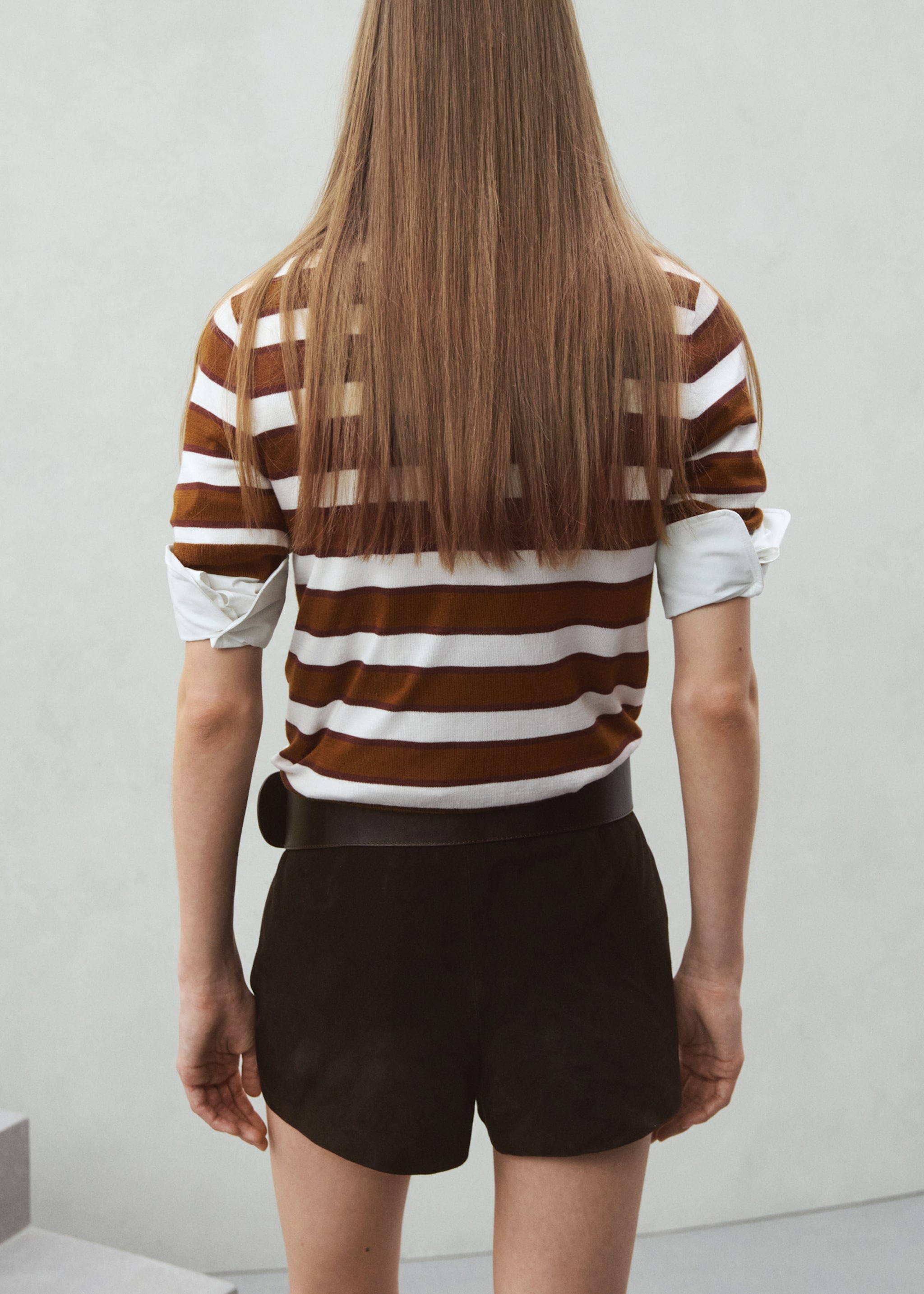 Sweater rajut lengan pendek - Versi terbalik dari barang, Karamel. Ref: 27004784-01.