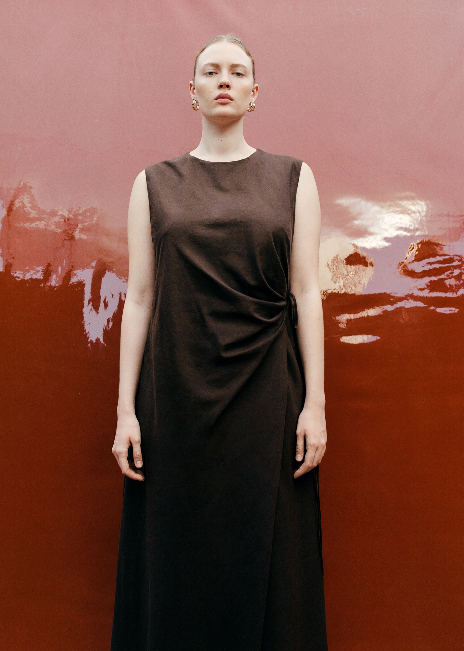 Wrap midi-dress with knot - Details of the article 6