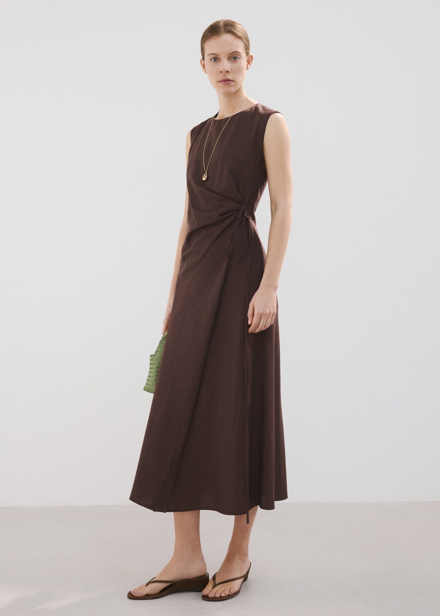 Wrap midi-dress with knot - General plane