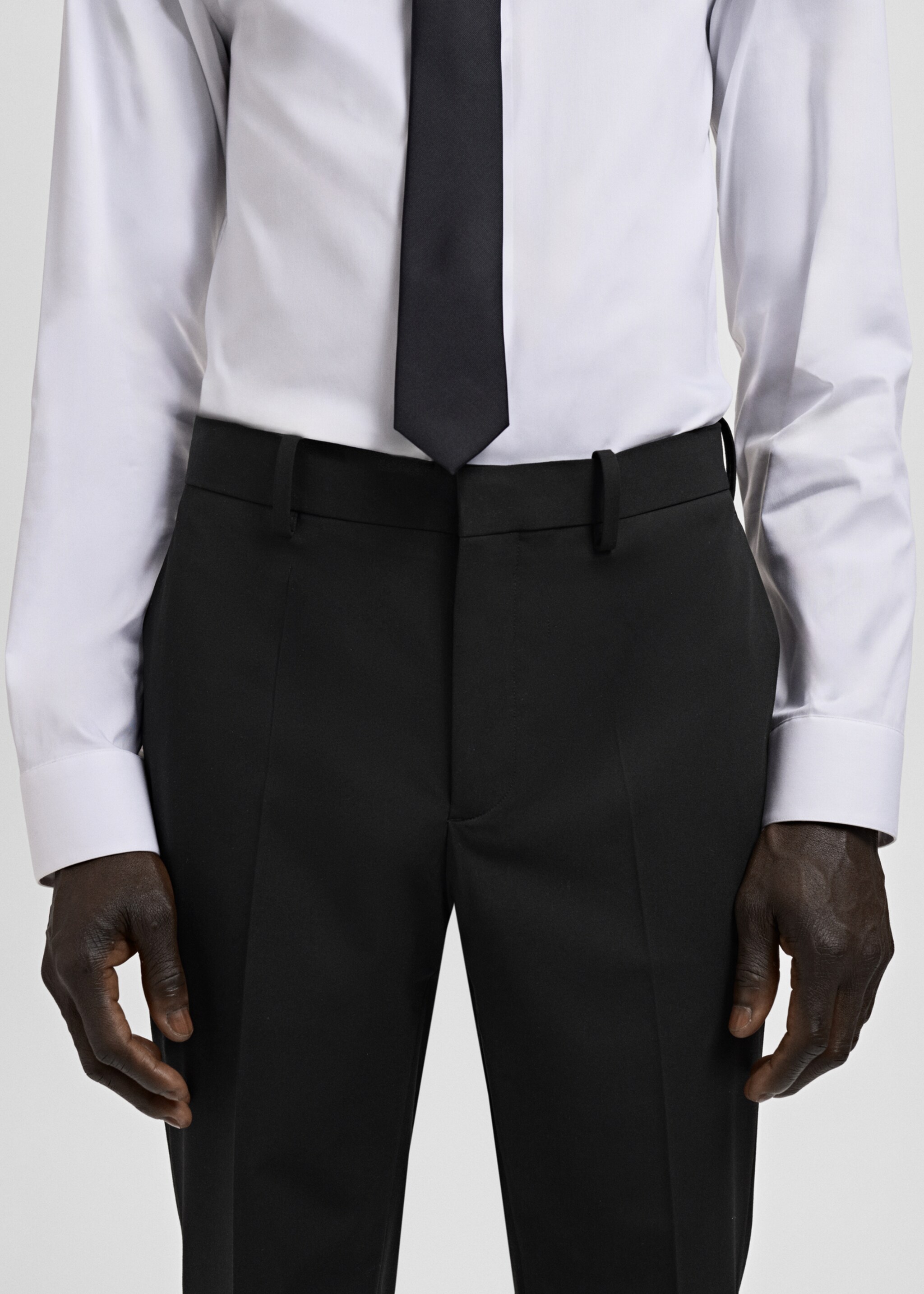 Stretch fabric super slim-fit suit trousers - Details of the article 1, Black. Ref: 27011207-01.