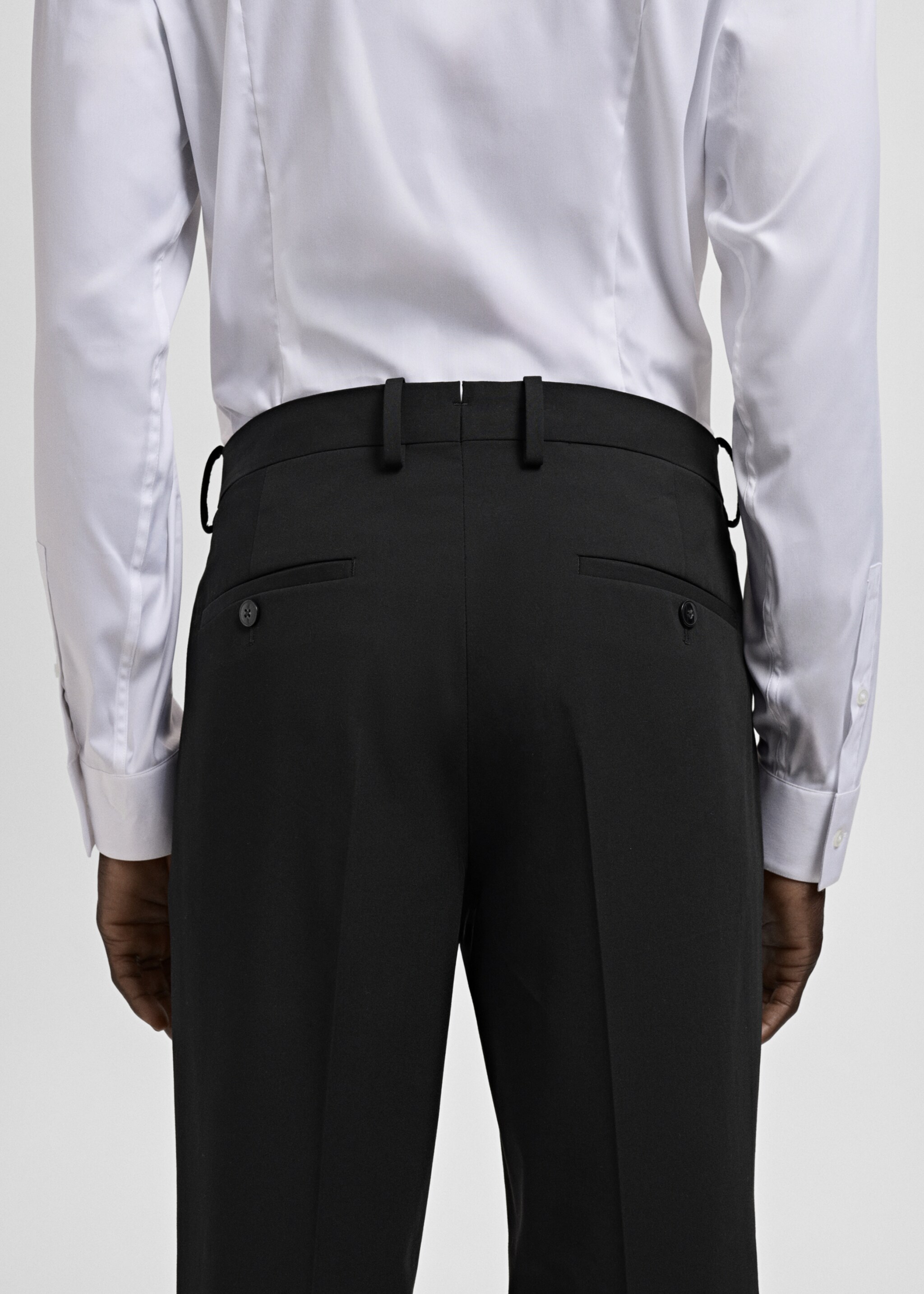 Stretch fabric super slim-fit suit trousers - Details of the article 4, Black. Ref: 27011207-01.