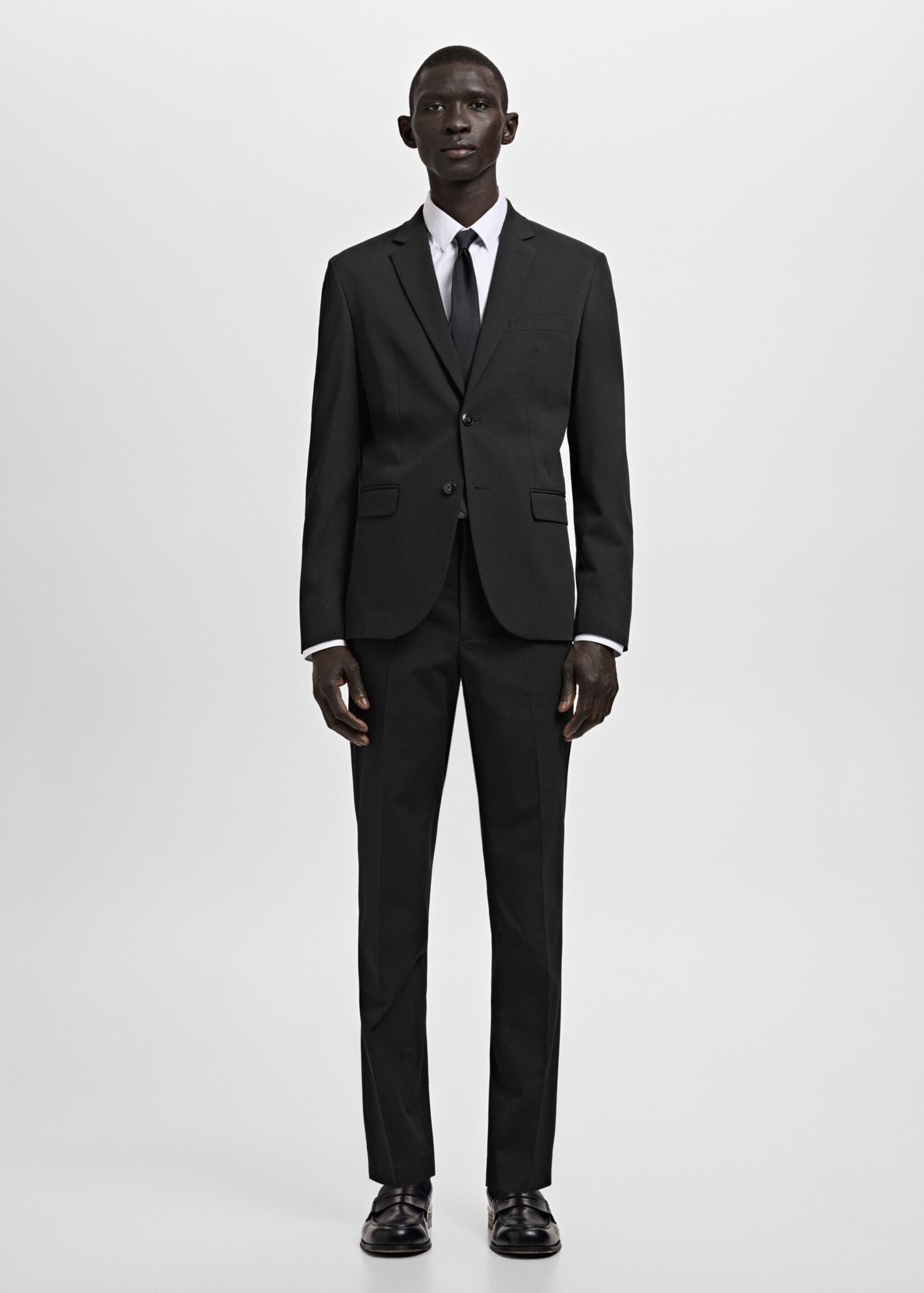 Stretch fabric super slim-fit suit trousers - General plane, Black. Ref: 27011207-01.