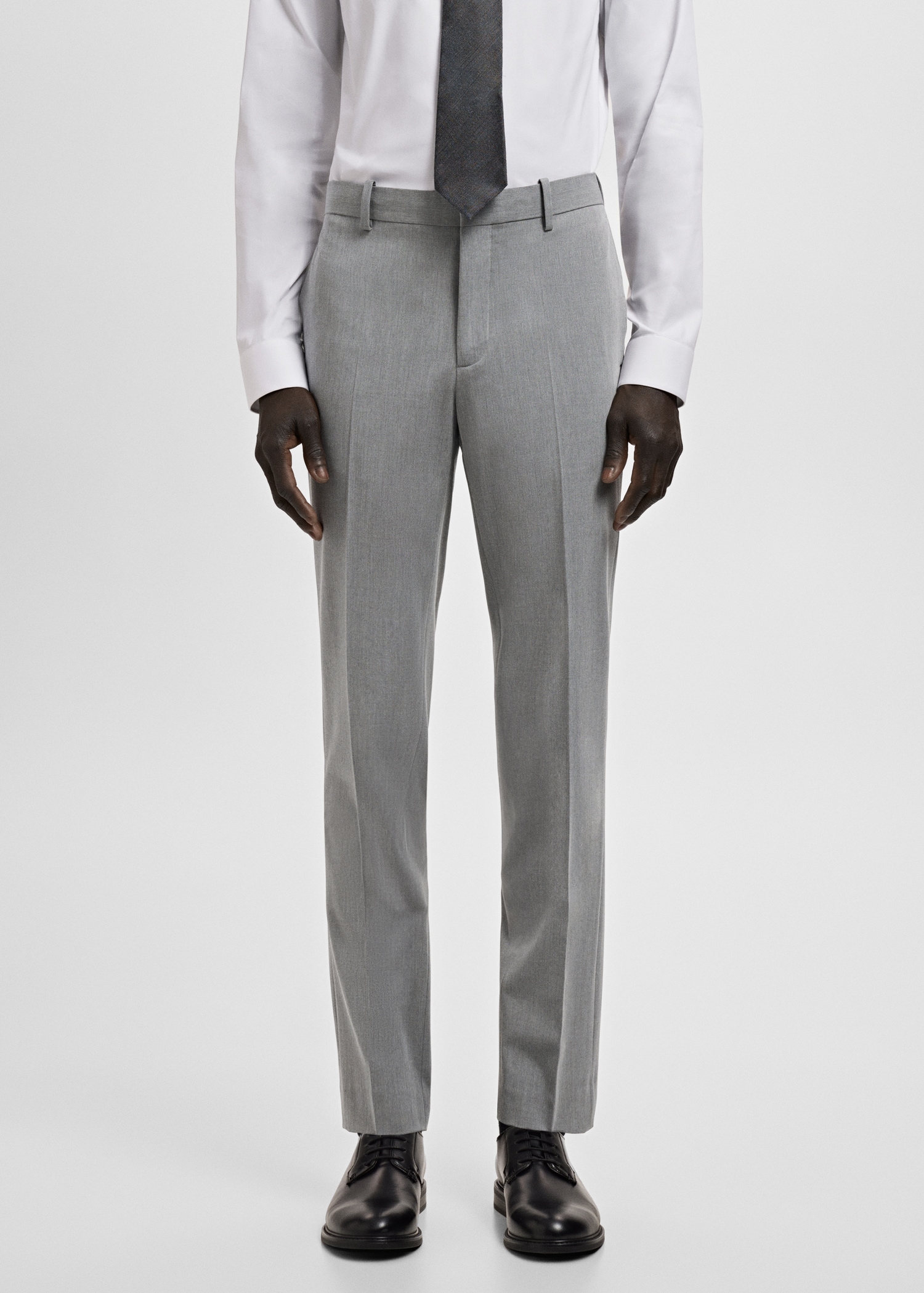 Stretch fabric super slim-fit suit trousers - Medium plane