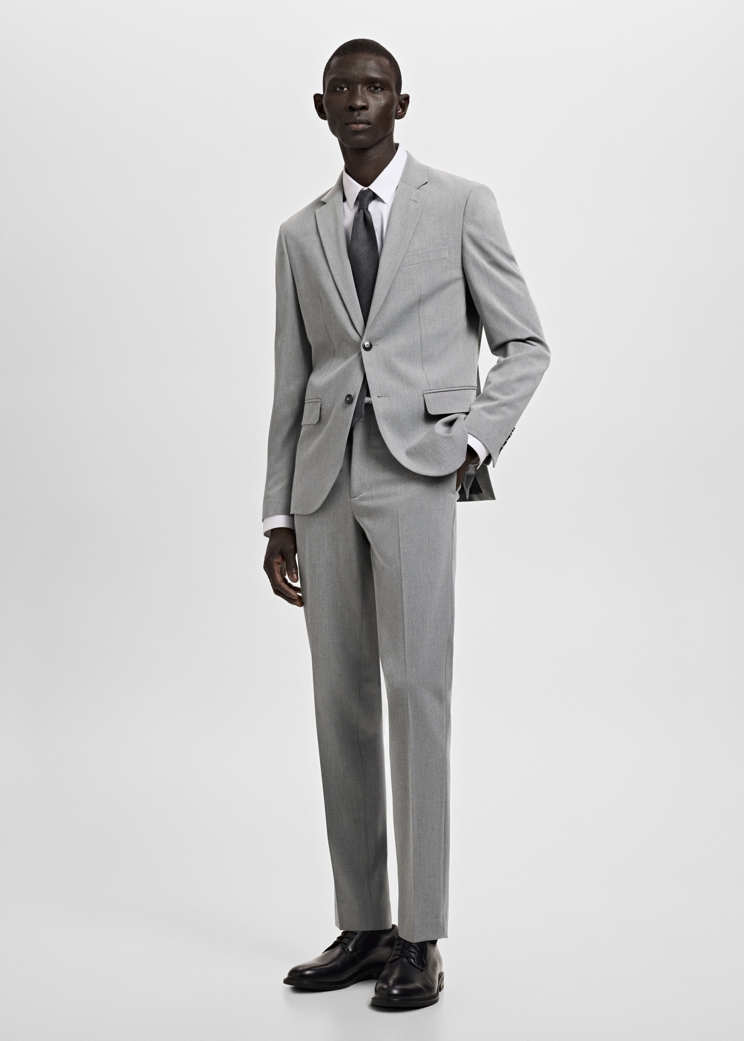 Stretch fabric super slim-fit suit trousers - General plane