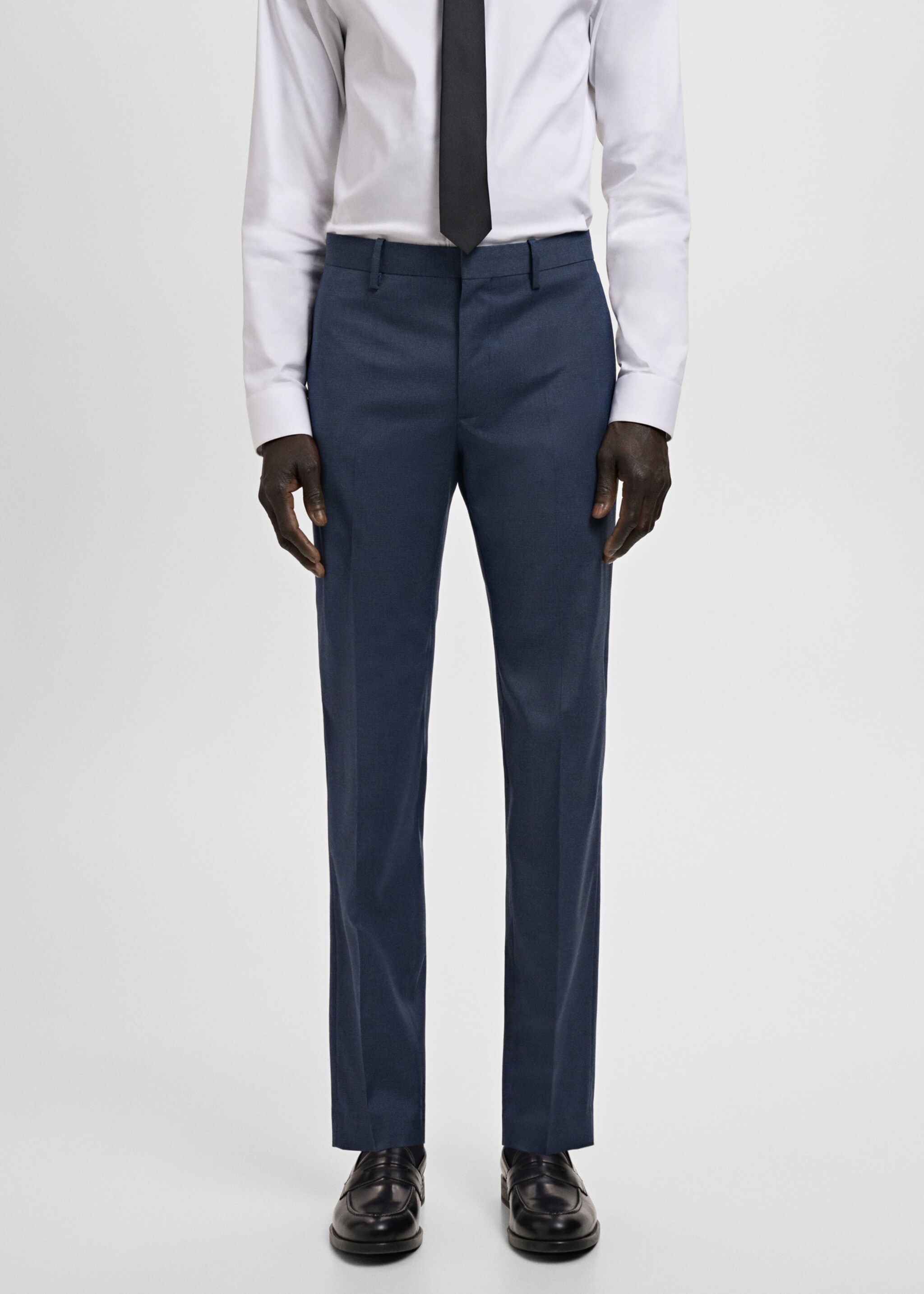 Stretch fabric super slim-fit suit trousers - Medium plane, Ink Blue. Ref: 27011210-01.