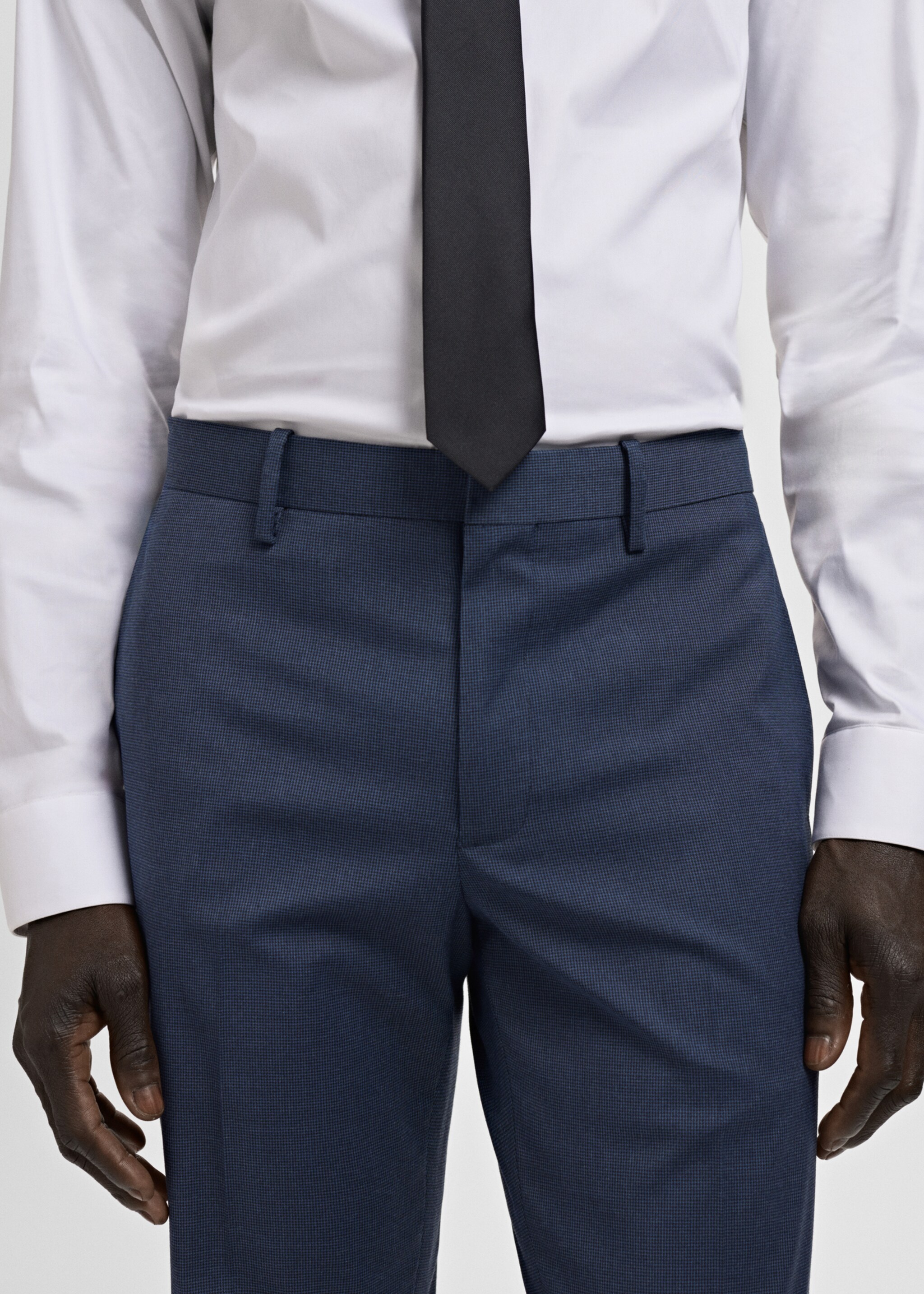 Stretch fabric super slim-fit suit trousers - Details of the article 1, Ink Blue. Ref: 27011210-01.