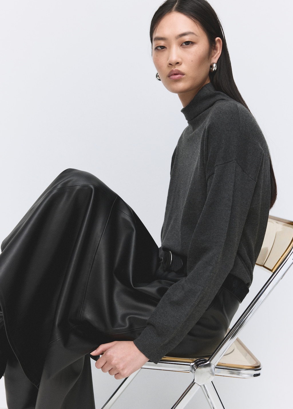 Draped turtleneck sweater
