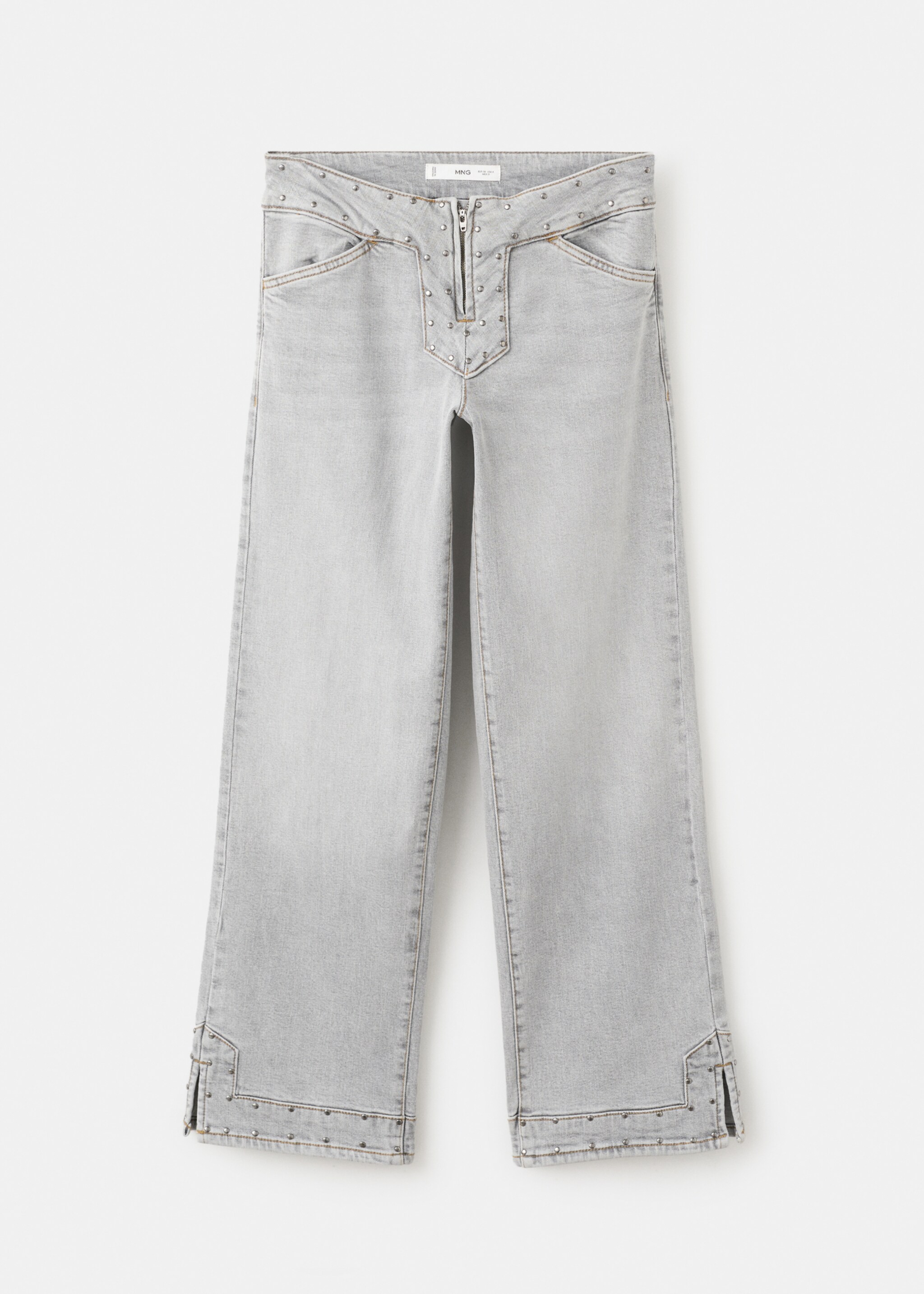 Low-waist studded jeans - Article without model, Denim Grey. Ref: 27011296-01.