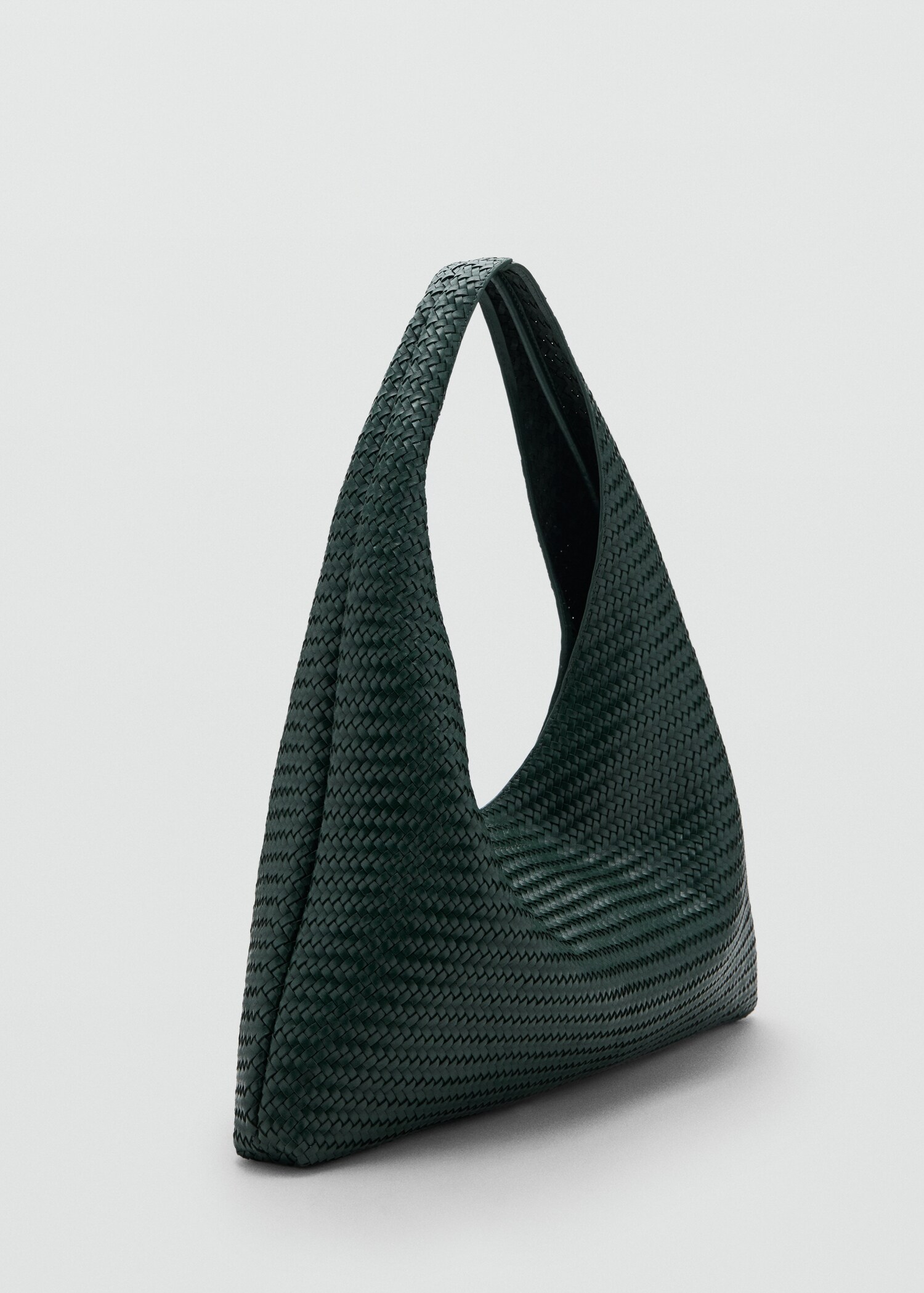 Medium braided leather shoulder bag - Medium plane