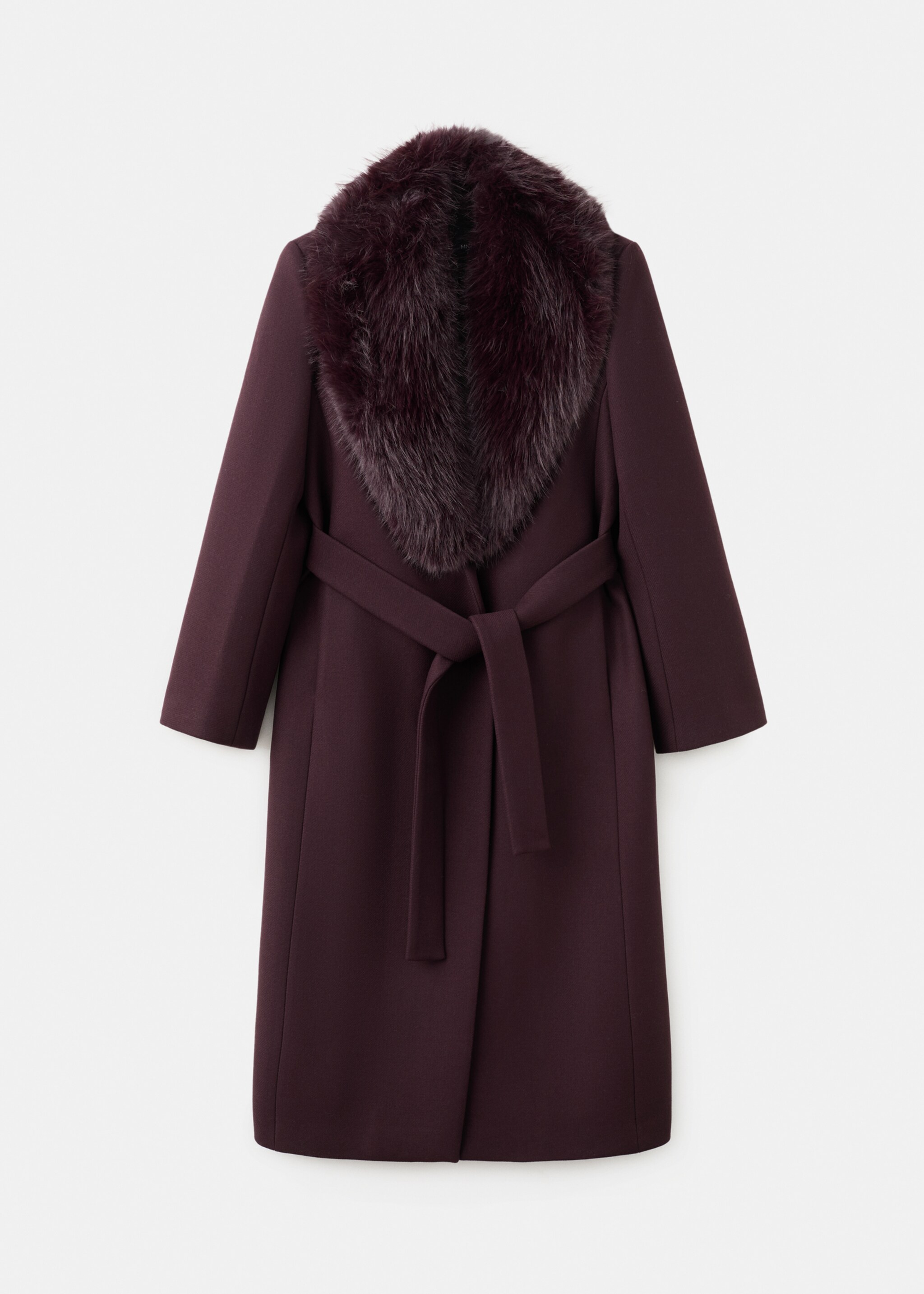 Manteco wool coat with fur collar - Article without model, Maroon. Ref: 27011303-01.