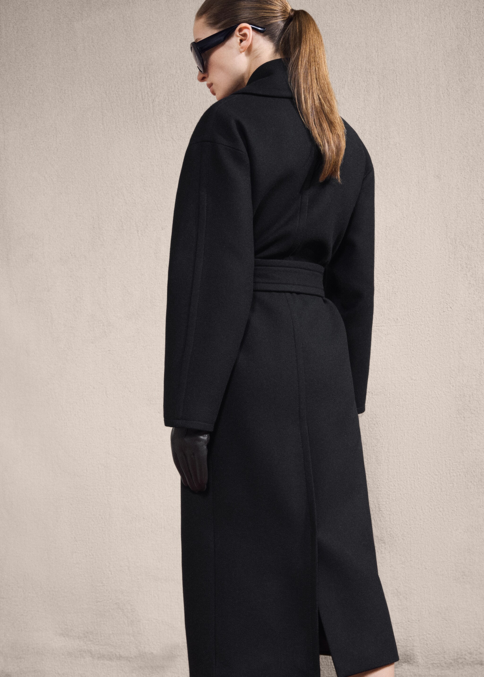 Manteco wool coat with belt - Reverse of the article, Black. Ref: 27011308-05.