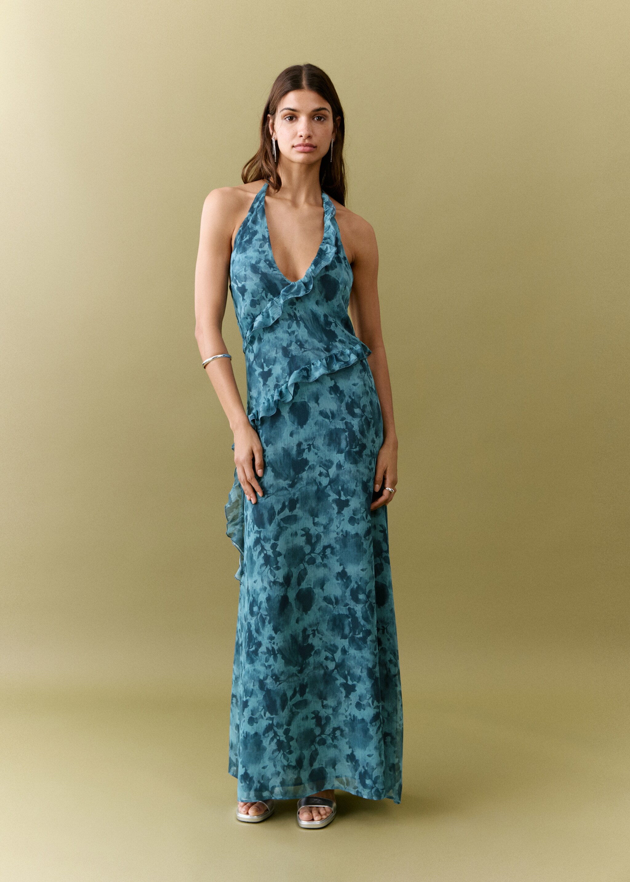 Ruffled printed dress - General plane, Blue. Ref: 27015817-01.