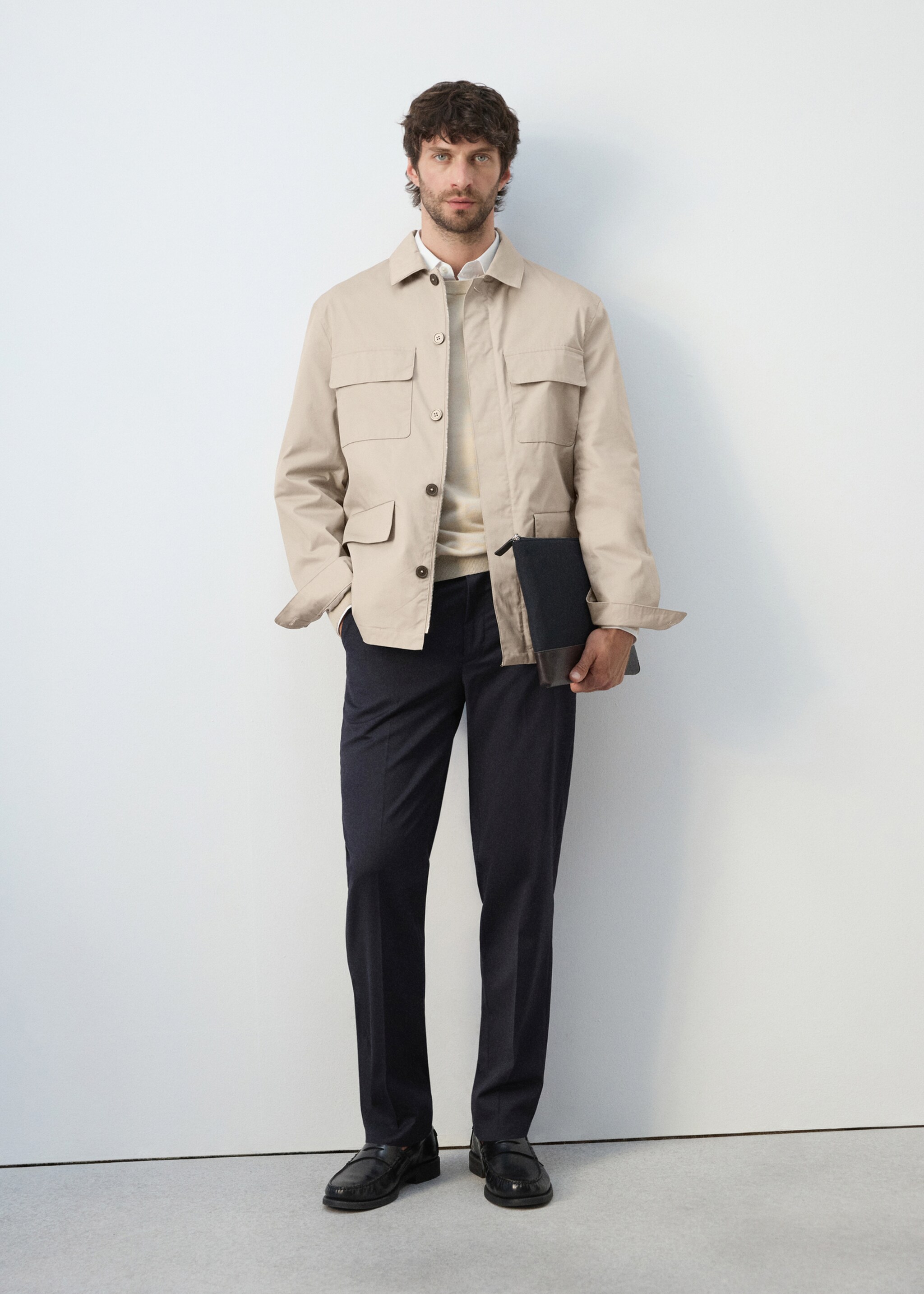 Chaqueta 100% algodón multibolsillos - Plano general, Beige. Ref: 27015933-02.