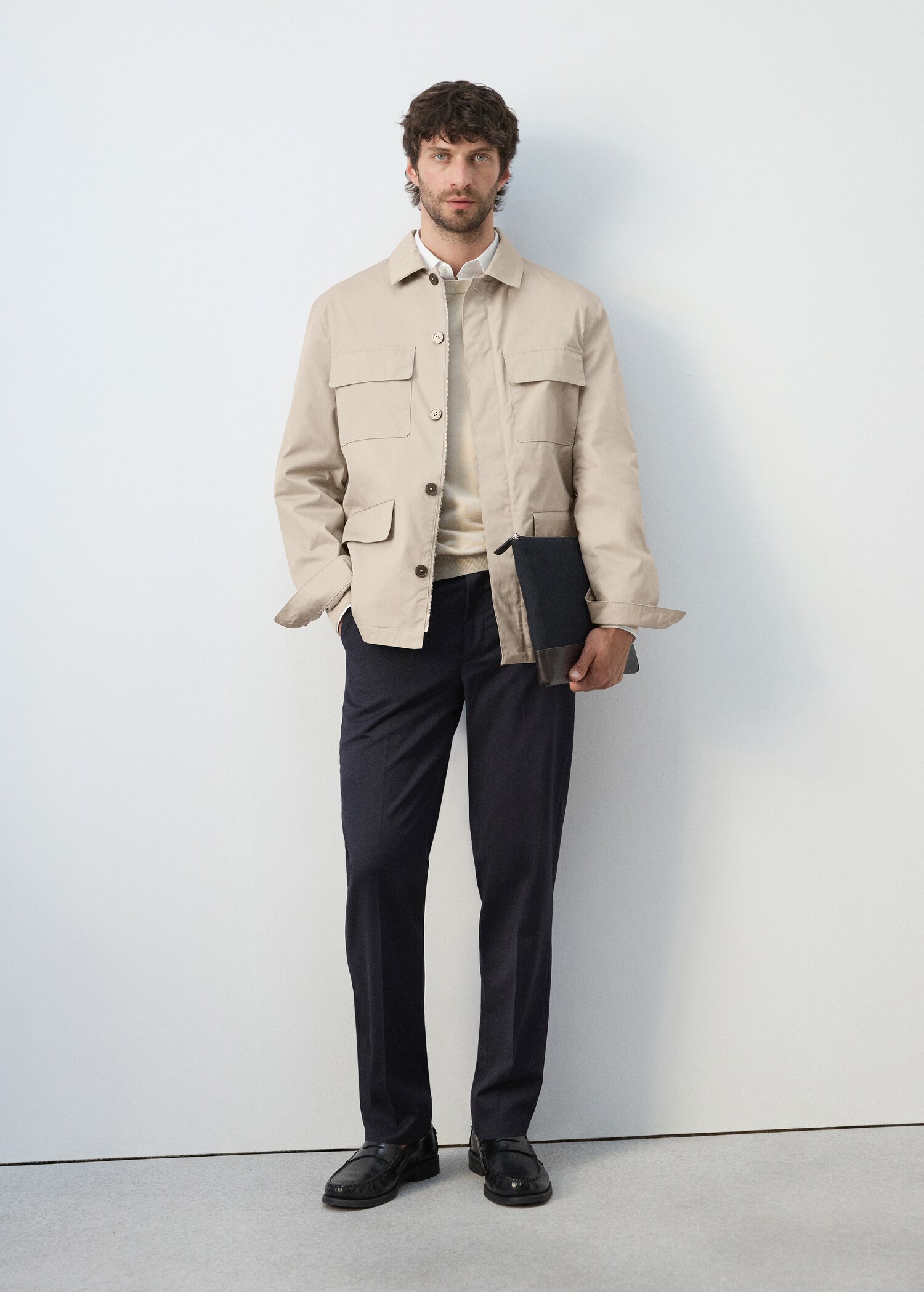 100% cotton multi-pocket jacket - General plane