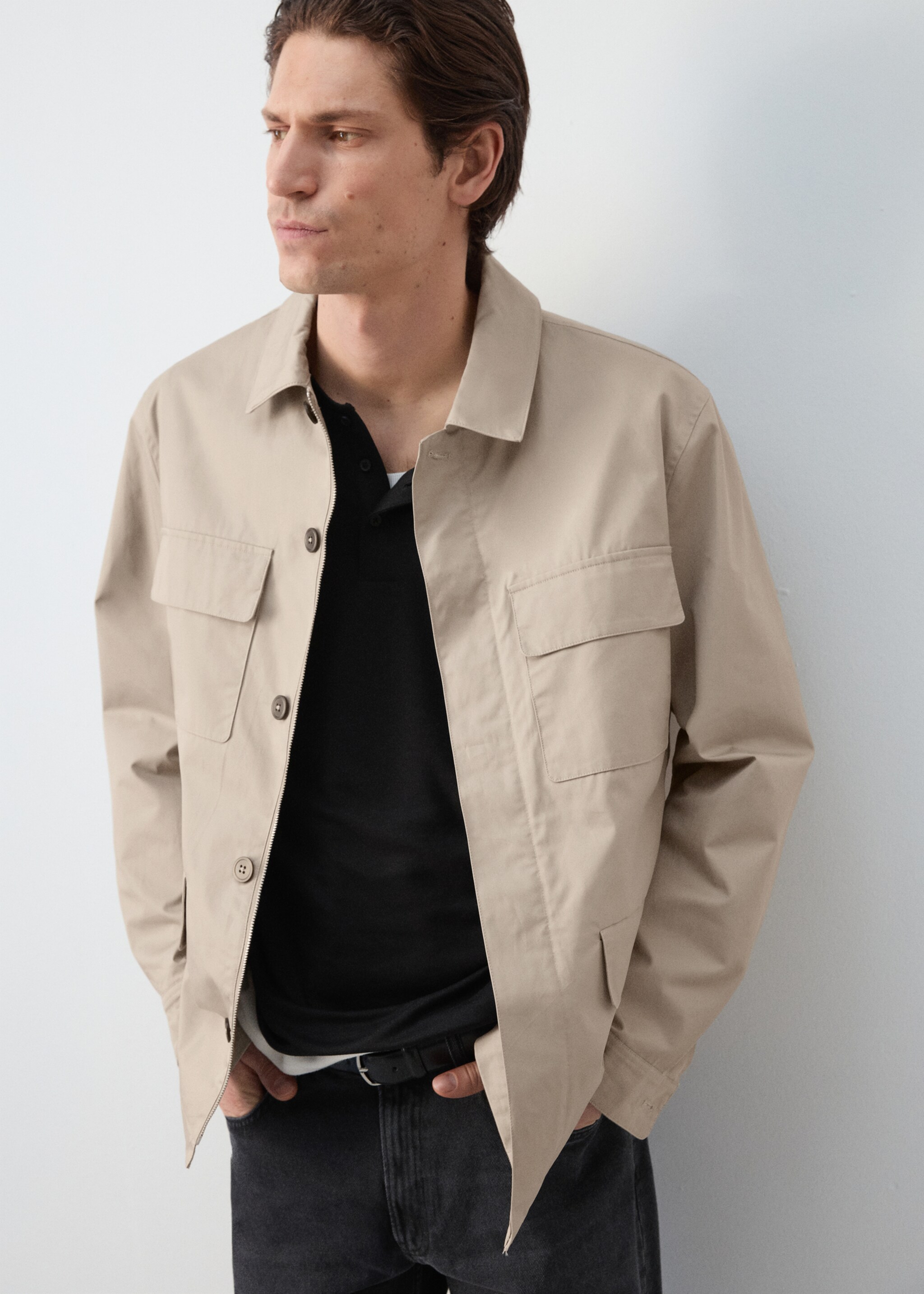 Chaqueta 100% algodón multibolsillos - Reverso del artículo, Beige. Ref: 27015933-03.