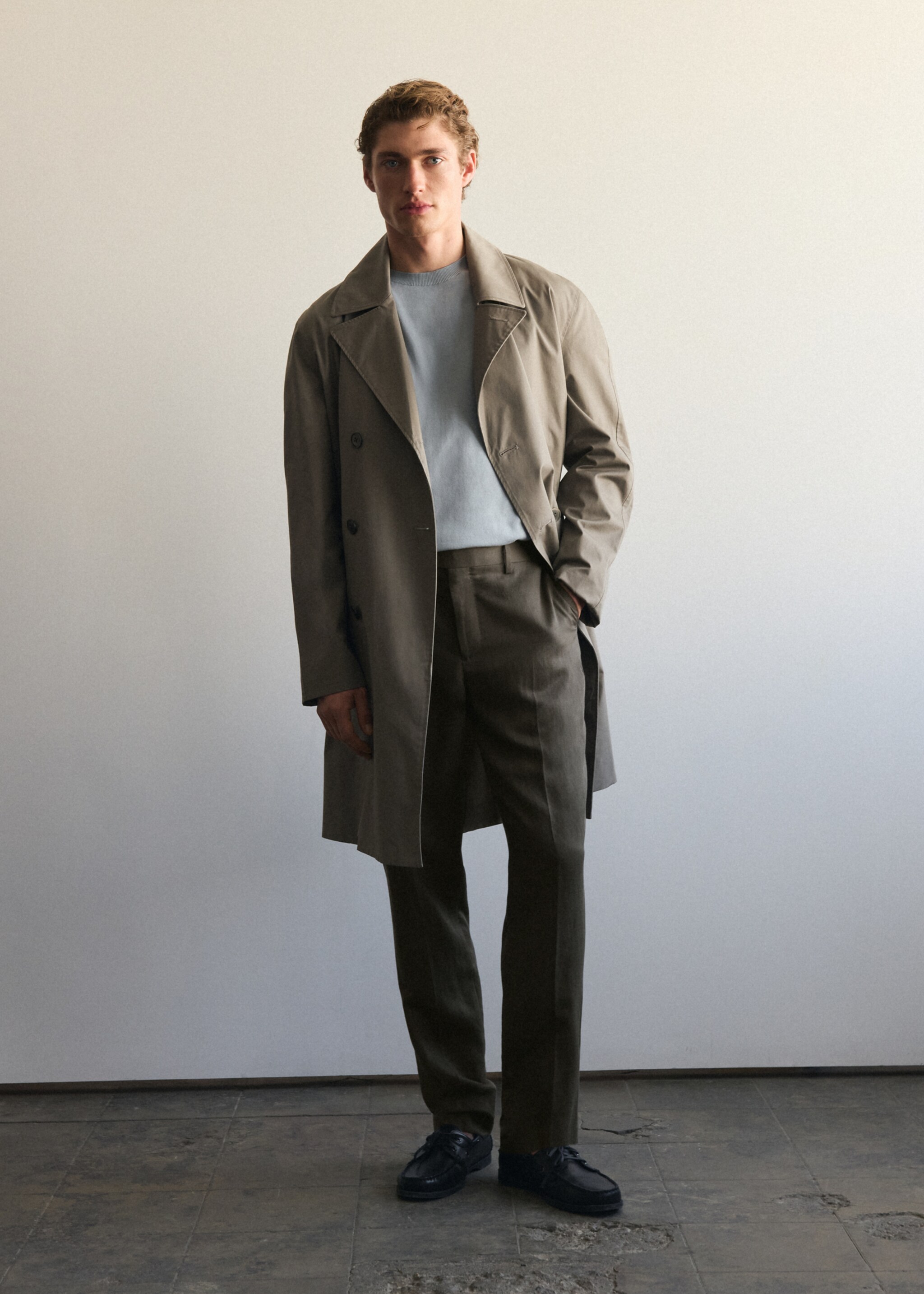 Pantalon de costume Amalfi slim fit - Détail de l'article 5, Kaki. Ref: 27015939-08.