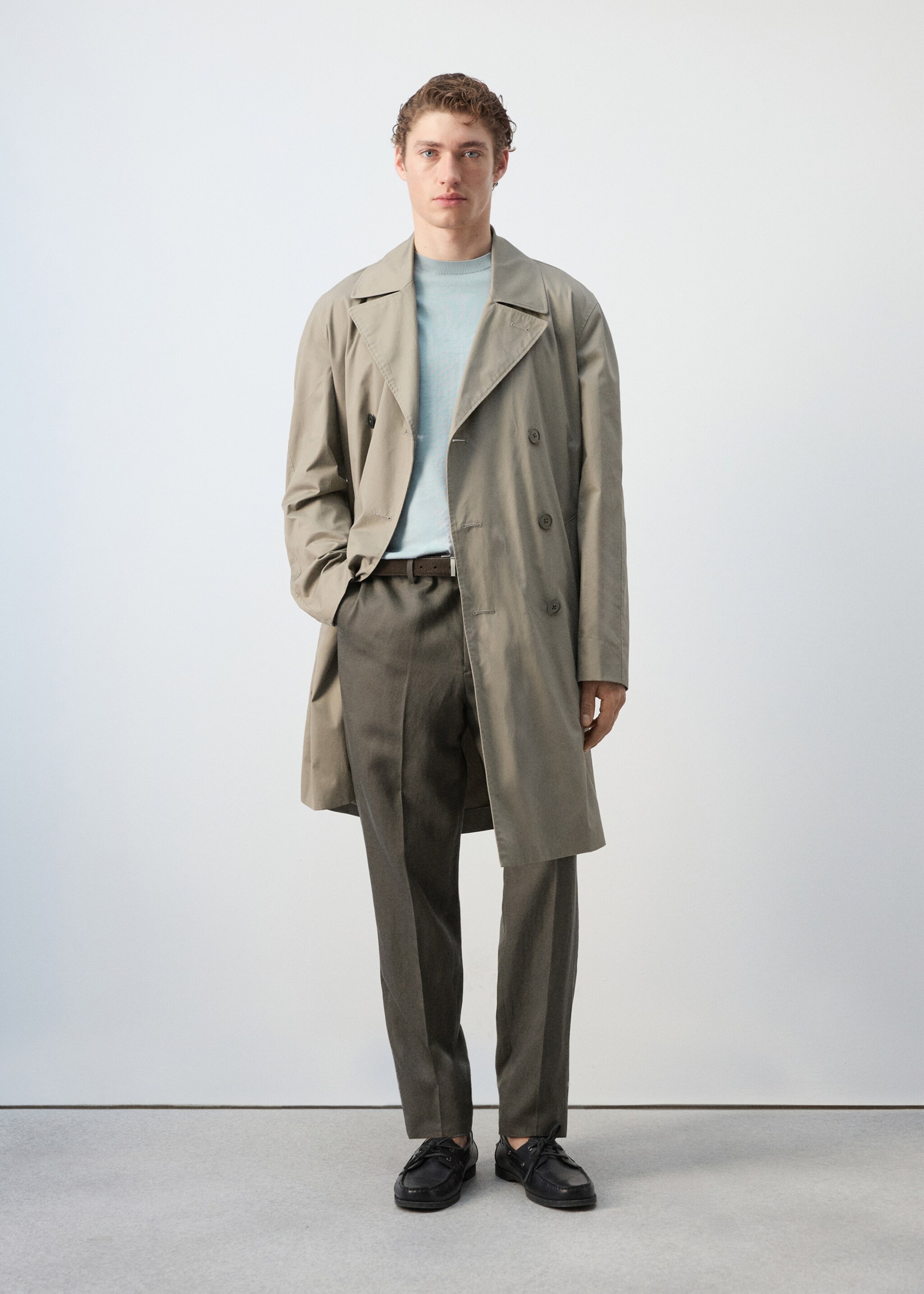 Pantalon de costume Amalfi slim fit - Plan général, Kaki. Ref: 27015939-08.