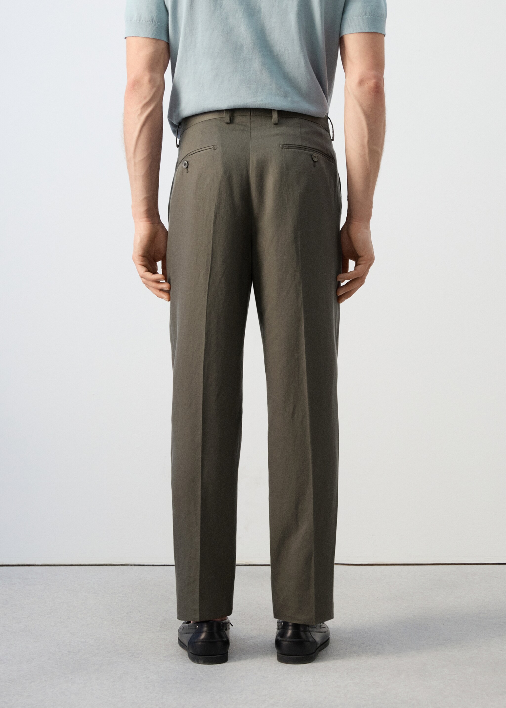 Pantalon de costume Amalfi slim fit - Verso de l’article, Kaki. Ref: 27015939-08.