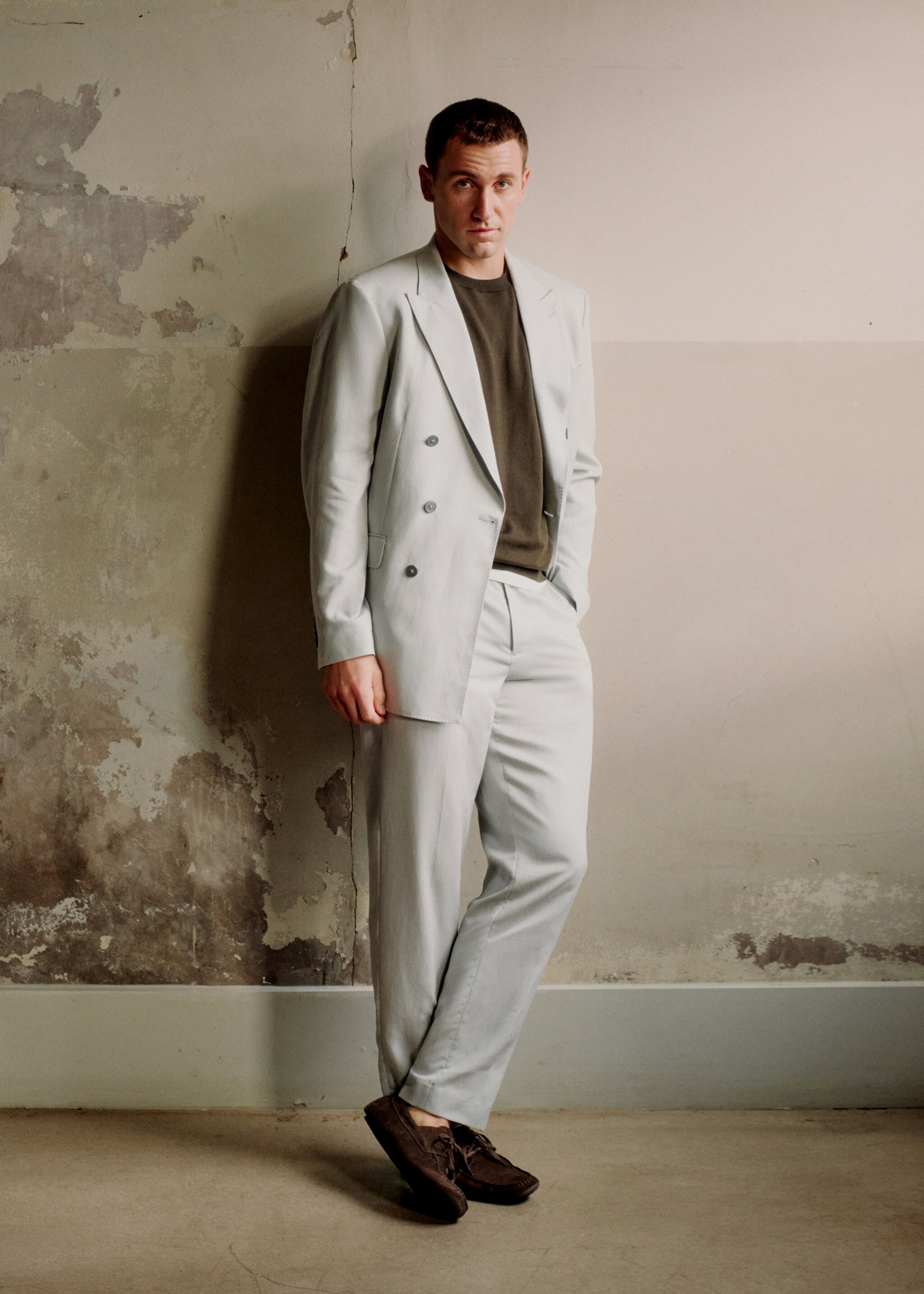 Pantalon de costume Amalfi slim fit - Détail de l'article 5, Bleu ciel. Ref: 27015940-03.