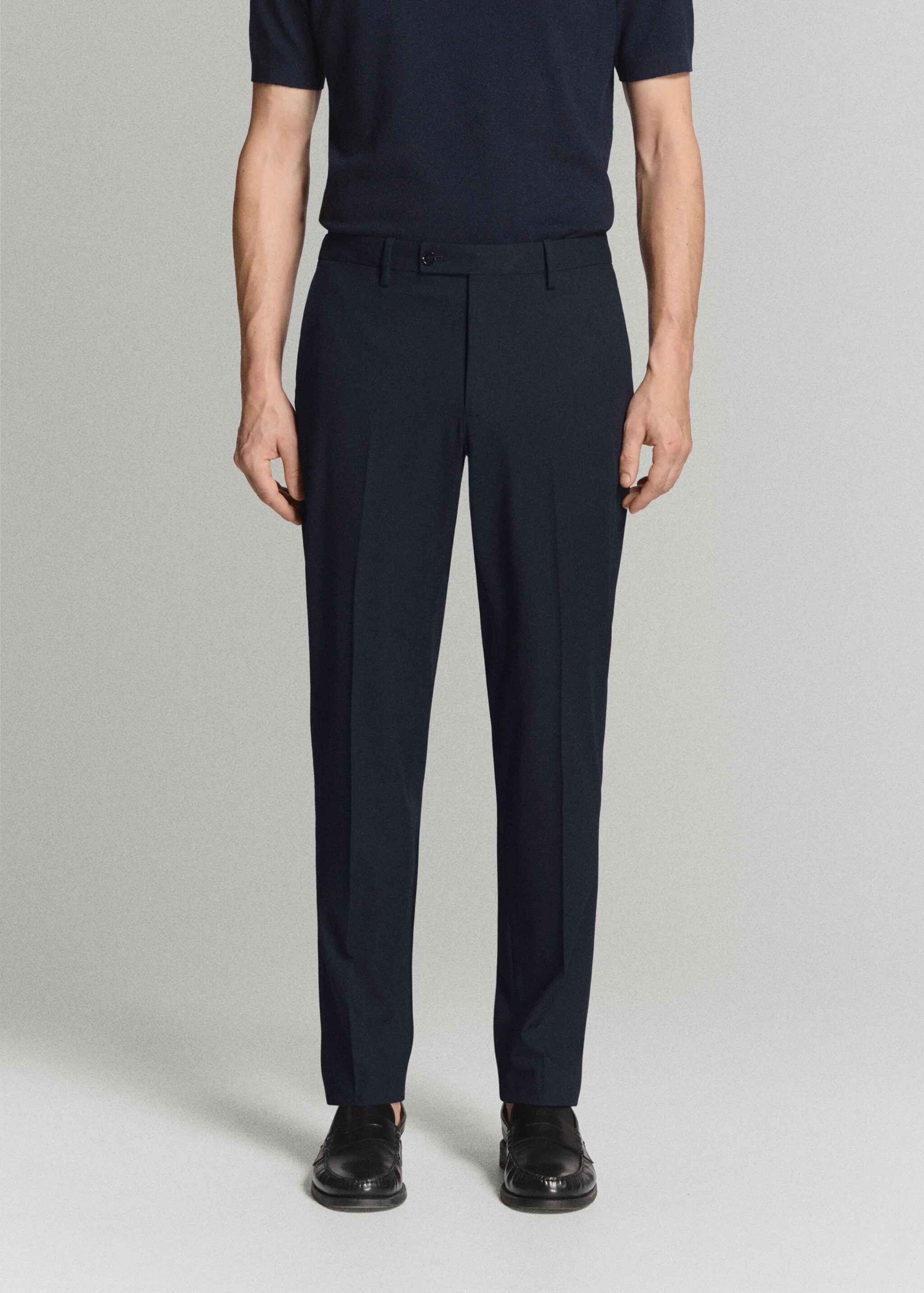 Pantalon costume Monaco slim-fit - Plan moyen, Bleu marine. Ref: 27015946-01.