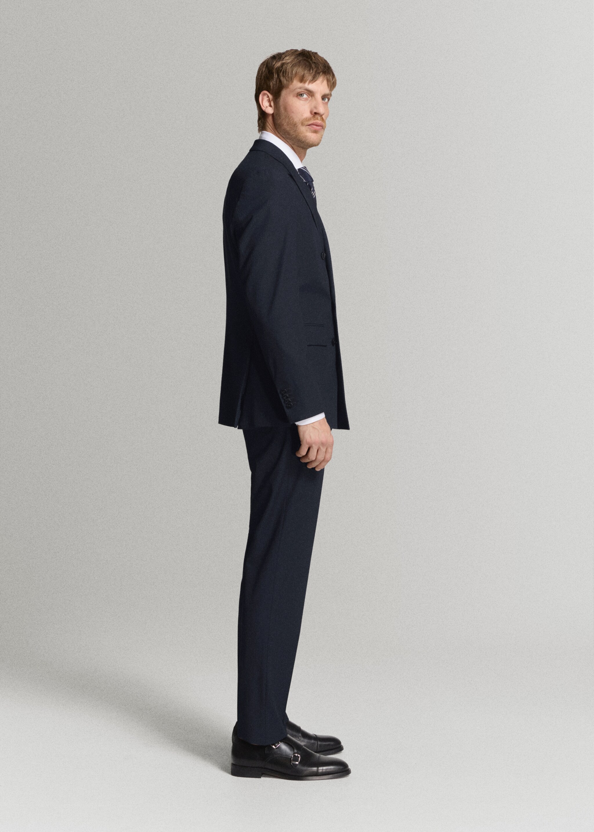 Monaco slim-fit suit trousers - Details of the article 4, Navy. Ref: 27015946-02.