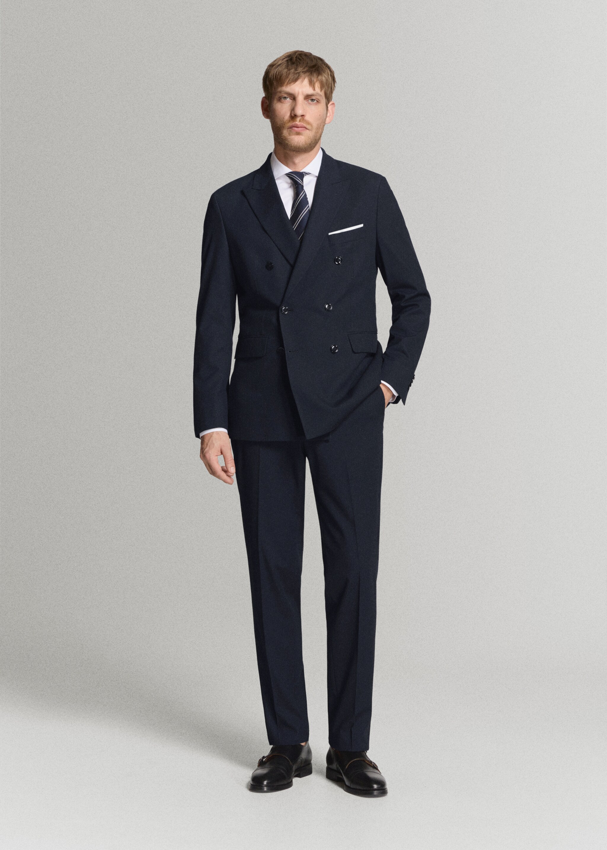Monaco slim-fit suit trousers - General plane, Navy. Ref: 27015946-02.