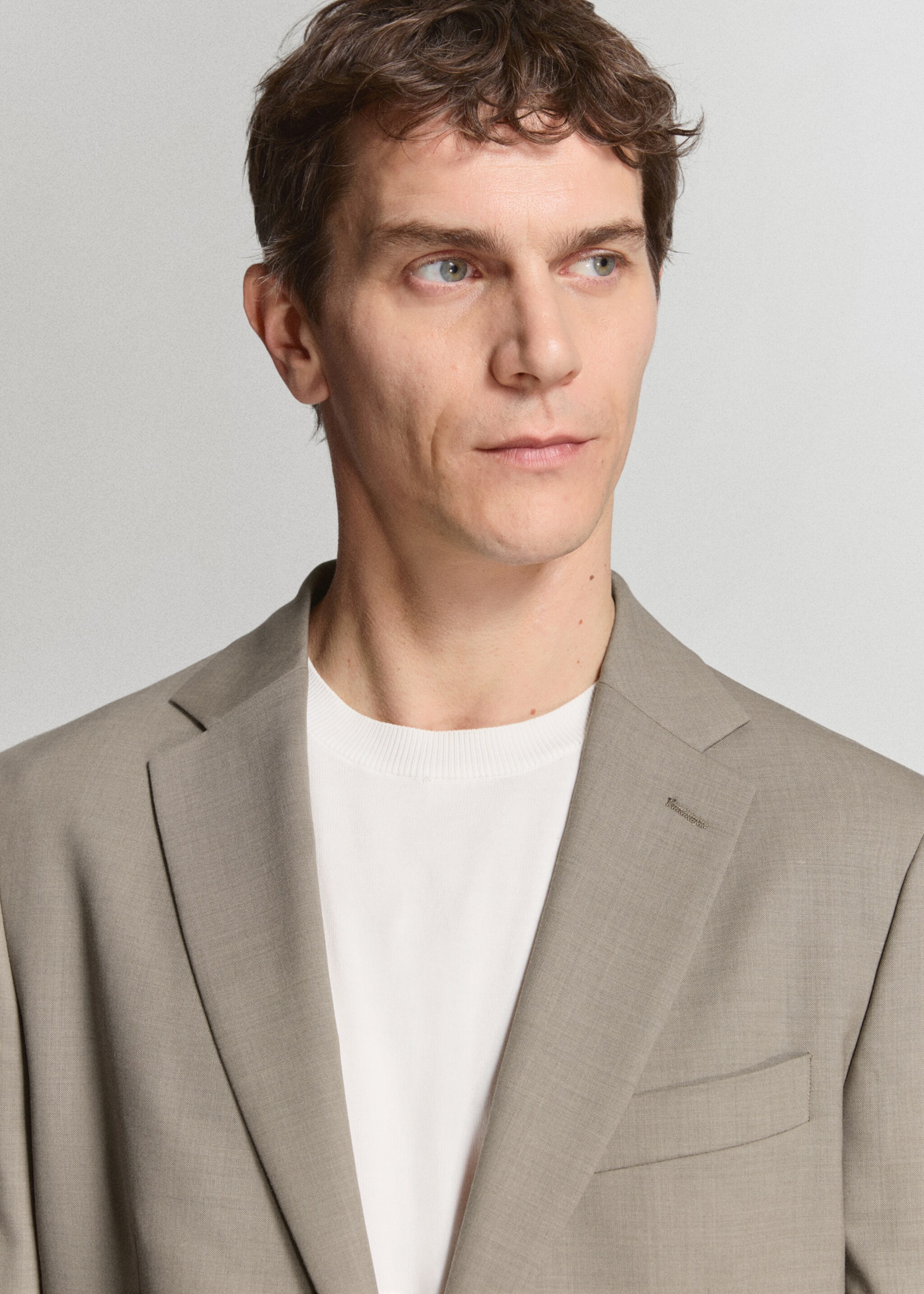 Turin 100% wool suit jacket - Details of the article 1, Medium Brown. Ref: 27015950-02.