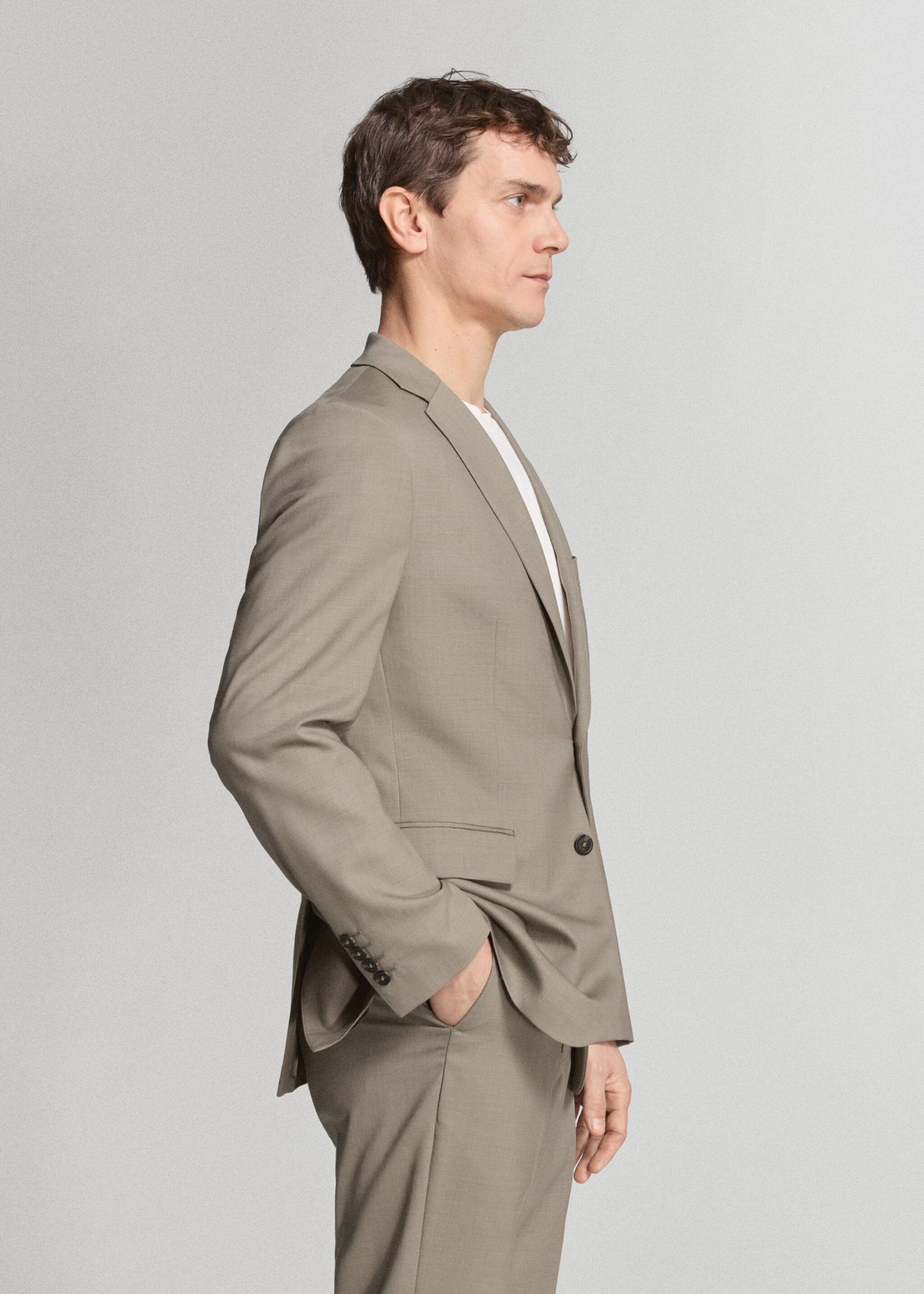 Turin 100% wool suit jacket - Details of the article 4, Medium Brown. Ref: 27015950-02.