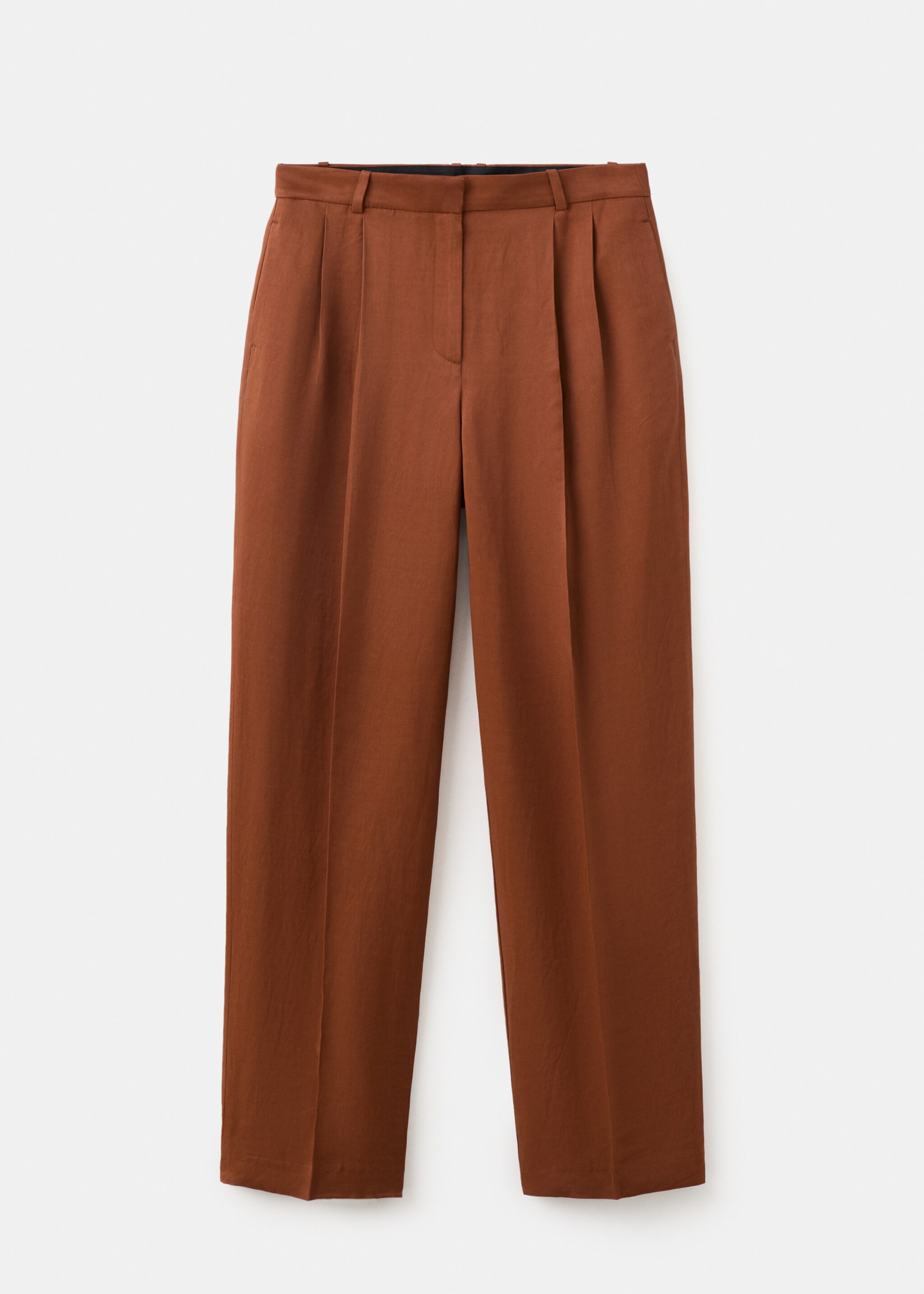 Linen-blend pleated trousers - Article without model, Russet. Ref: 27016352-01.