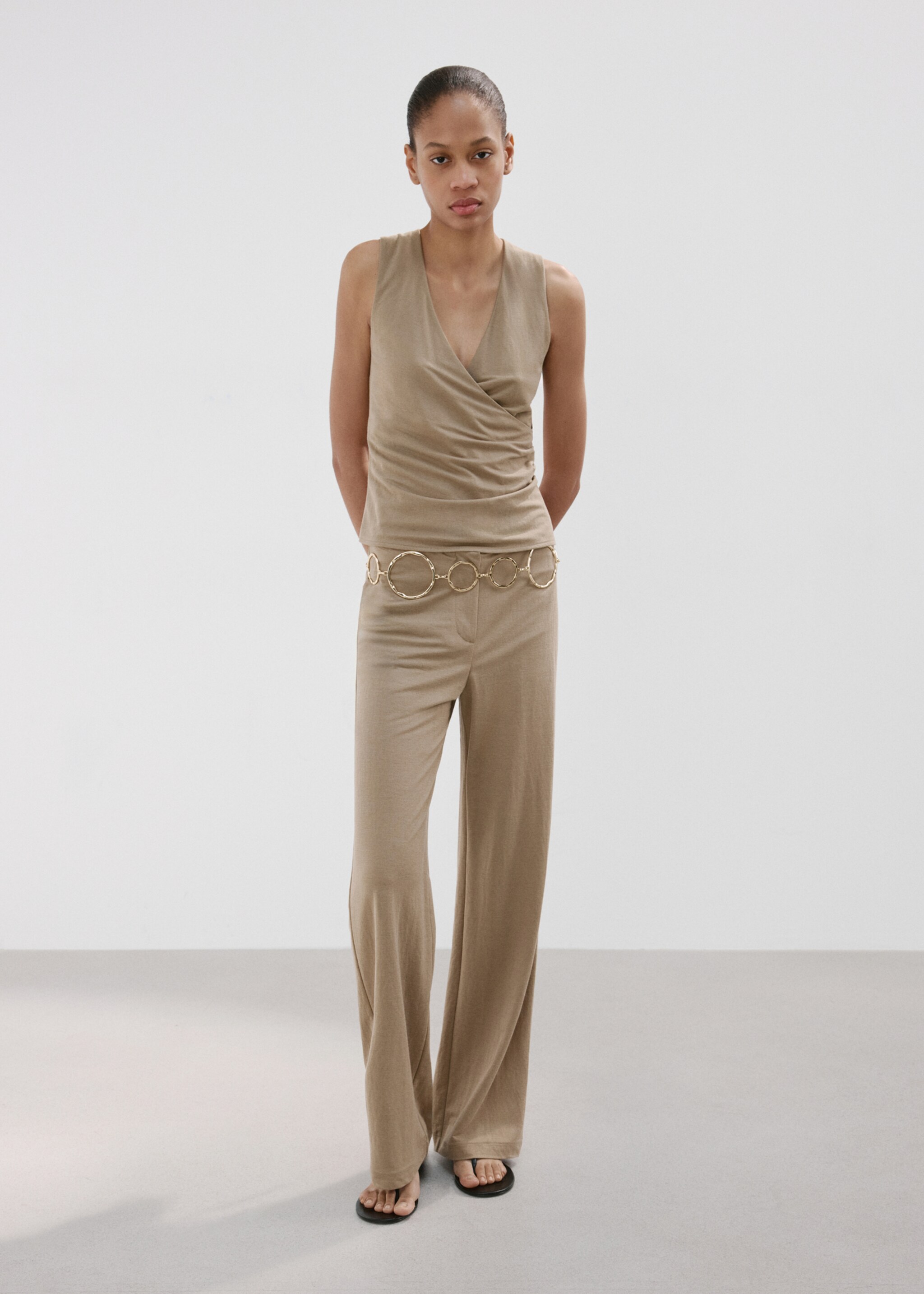 Ruched wrap top - General plane, Medium Brown. Ref: 27017153-01.