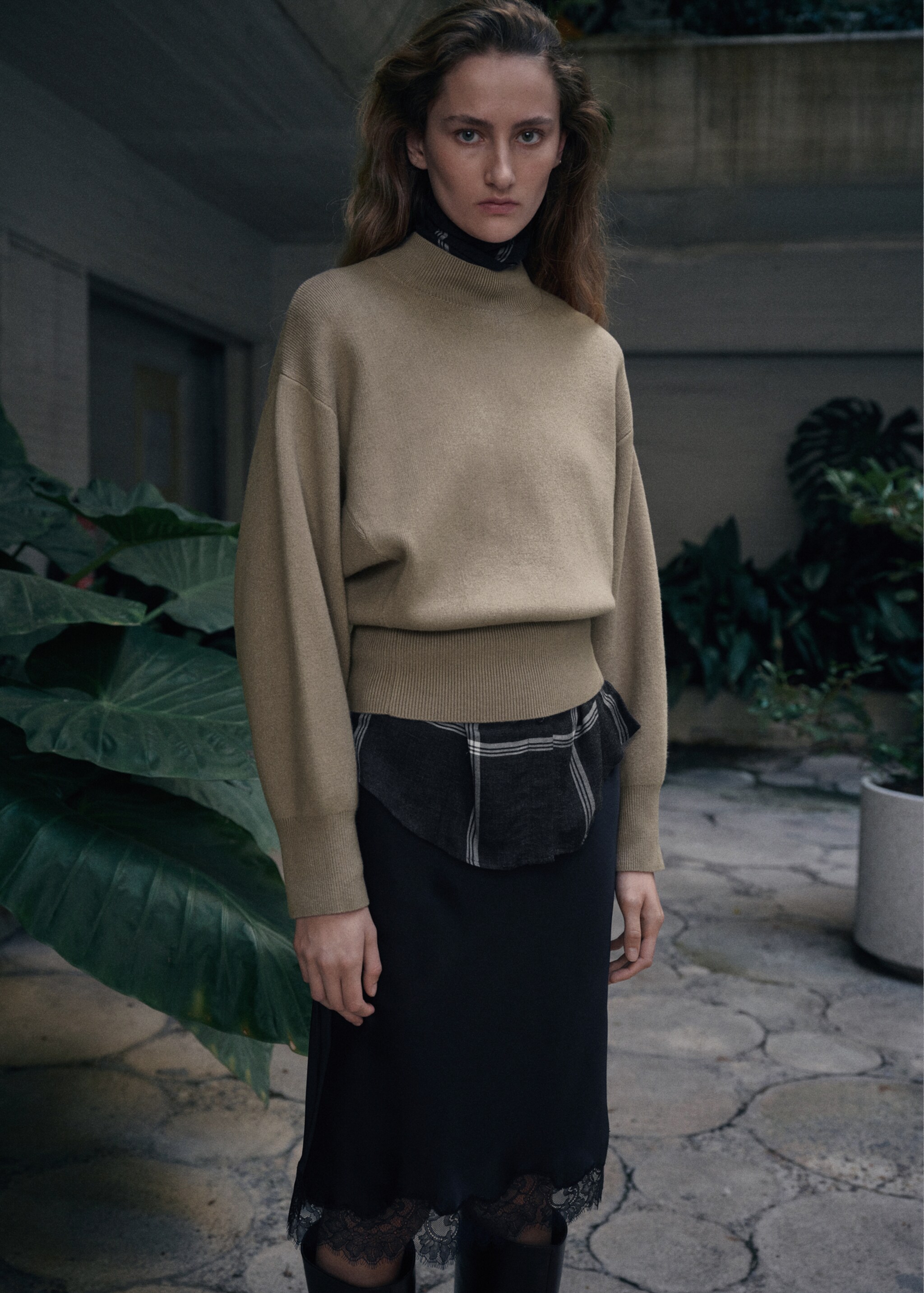 Oversized perkins-neck sweater - Medium plane, Light/Pastel Grey. Ref: 27021271-01.