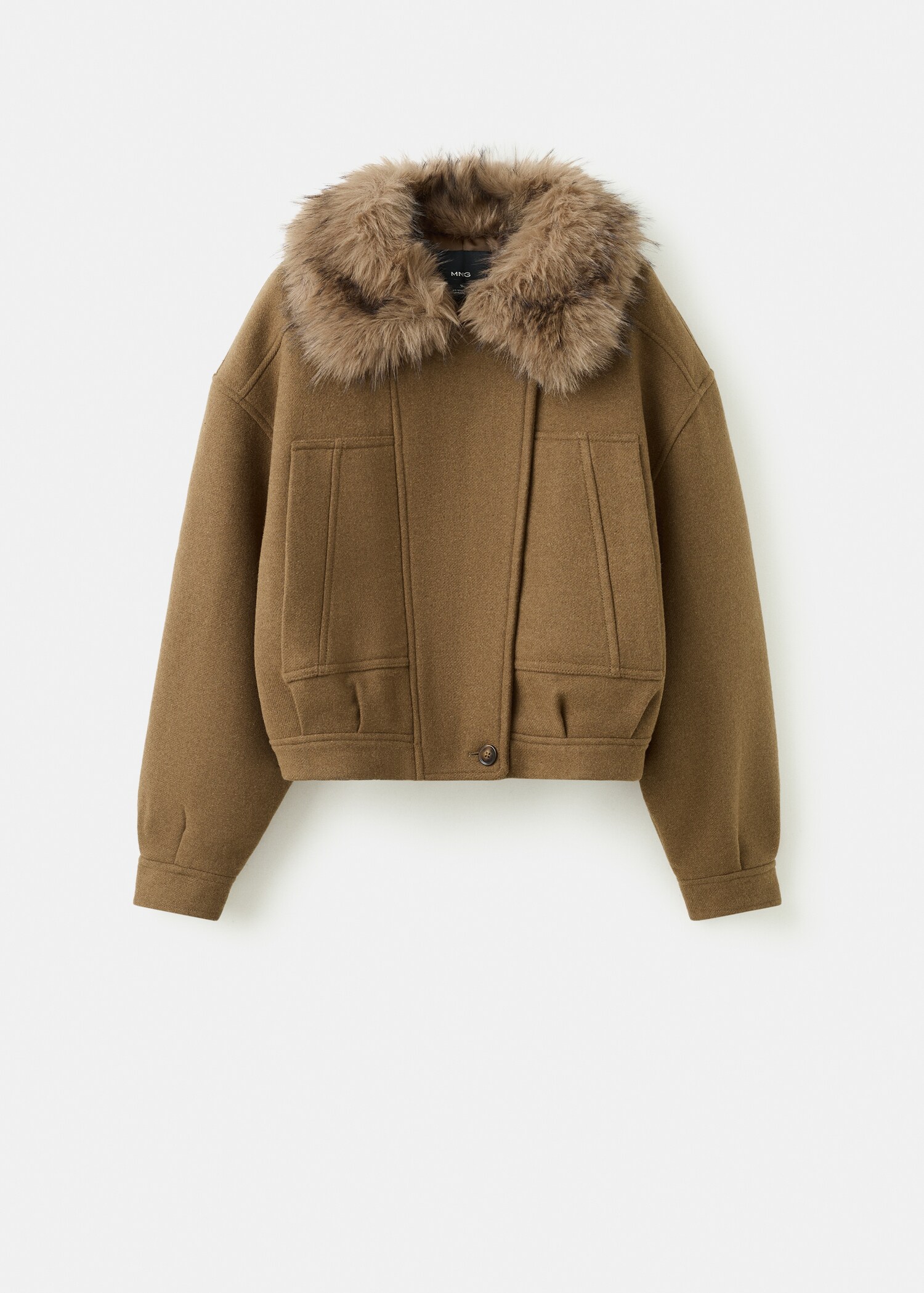 Chaqueta mezcla lana cuello pelo - Artículo sin modelo