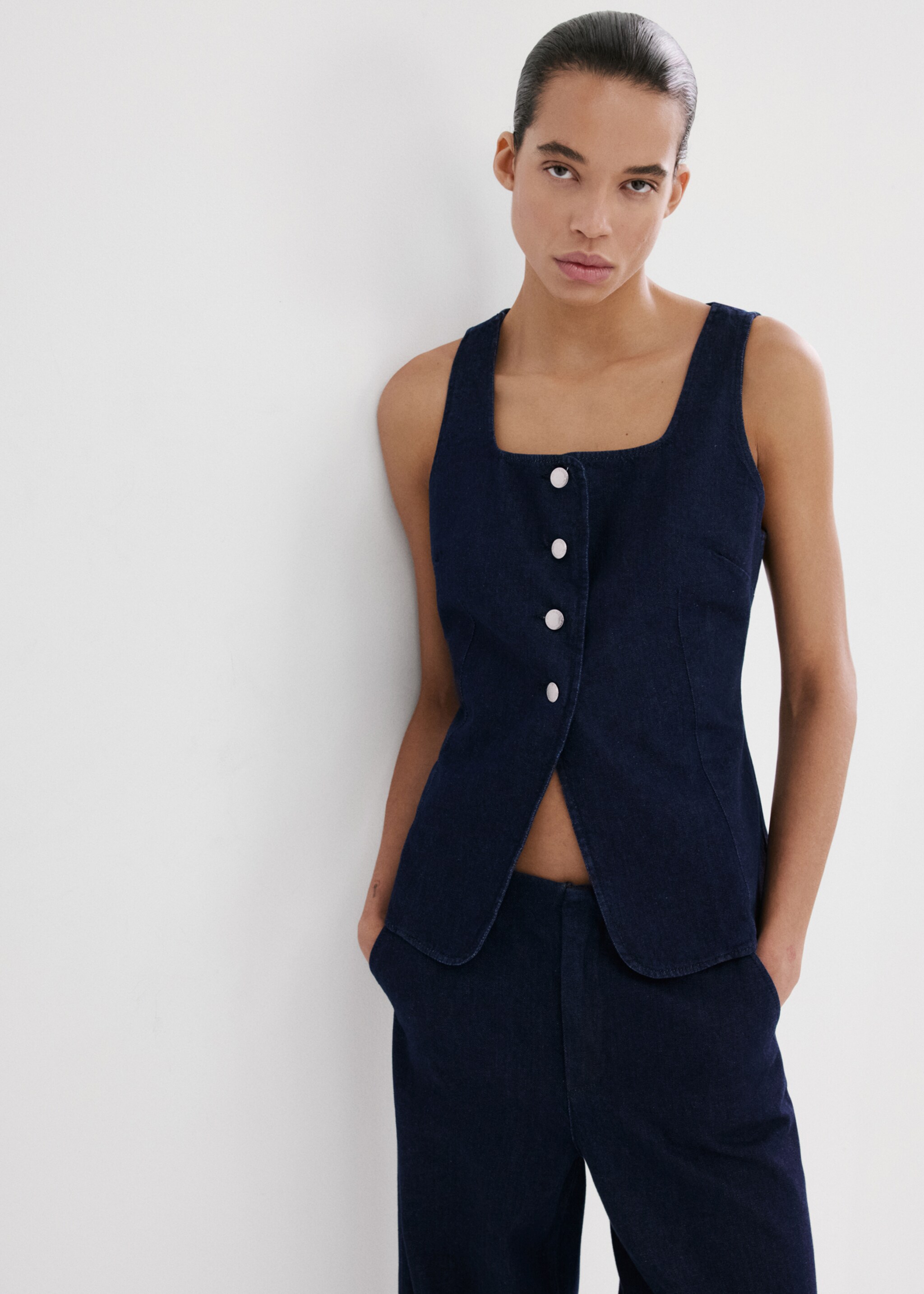 Orta bel wide leg jean pantolon