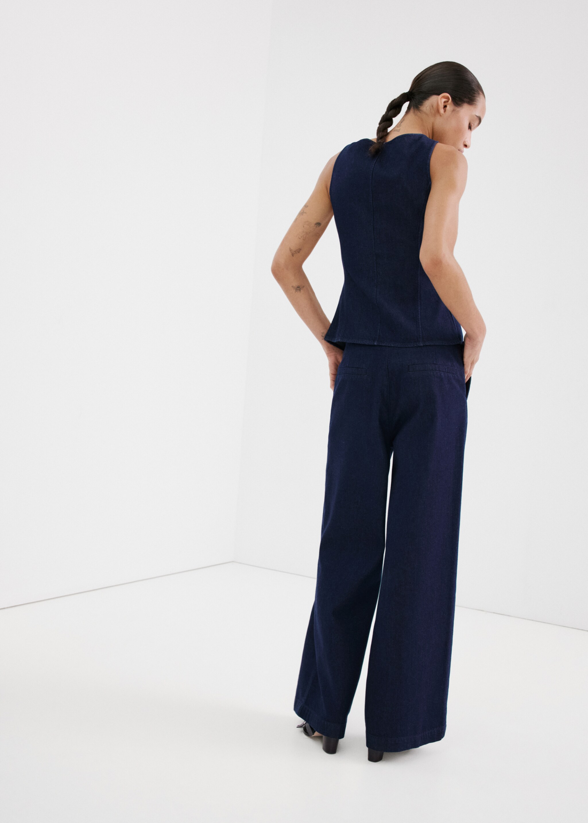 Orta bel wide leg jean pantolon — photo 2