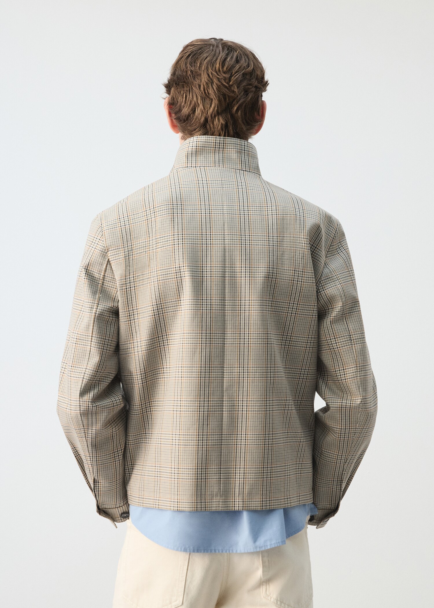 Prince of Wales check jacket with funnel neck - Reverse of the article
