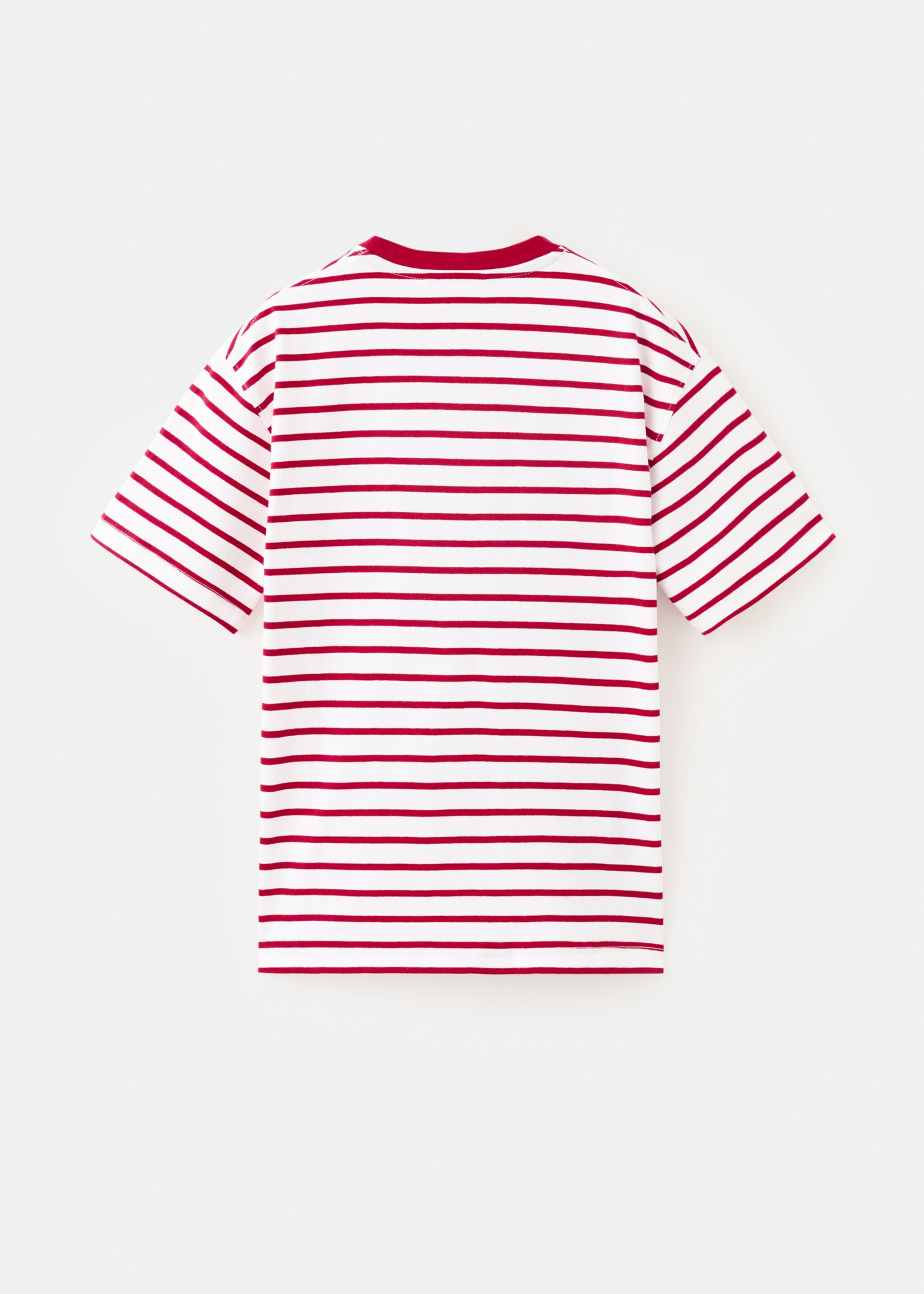 Randig bomull t-shirt - Artikelns baksida, Röd. Ref: 27025150-01.