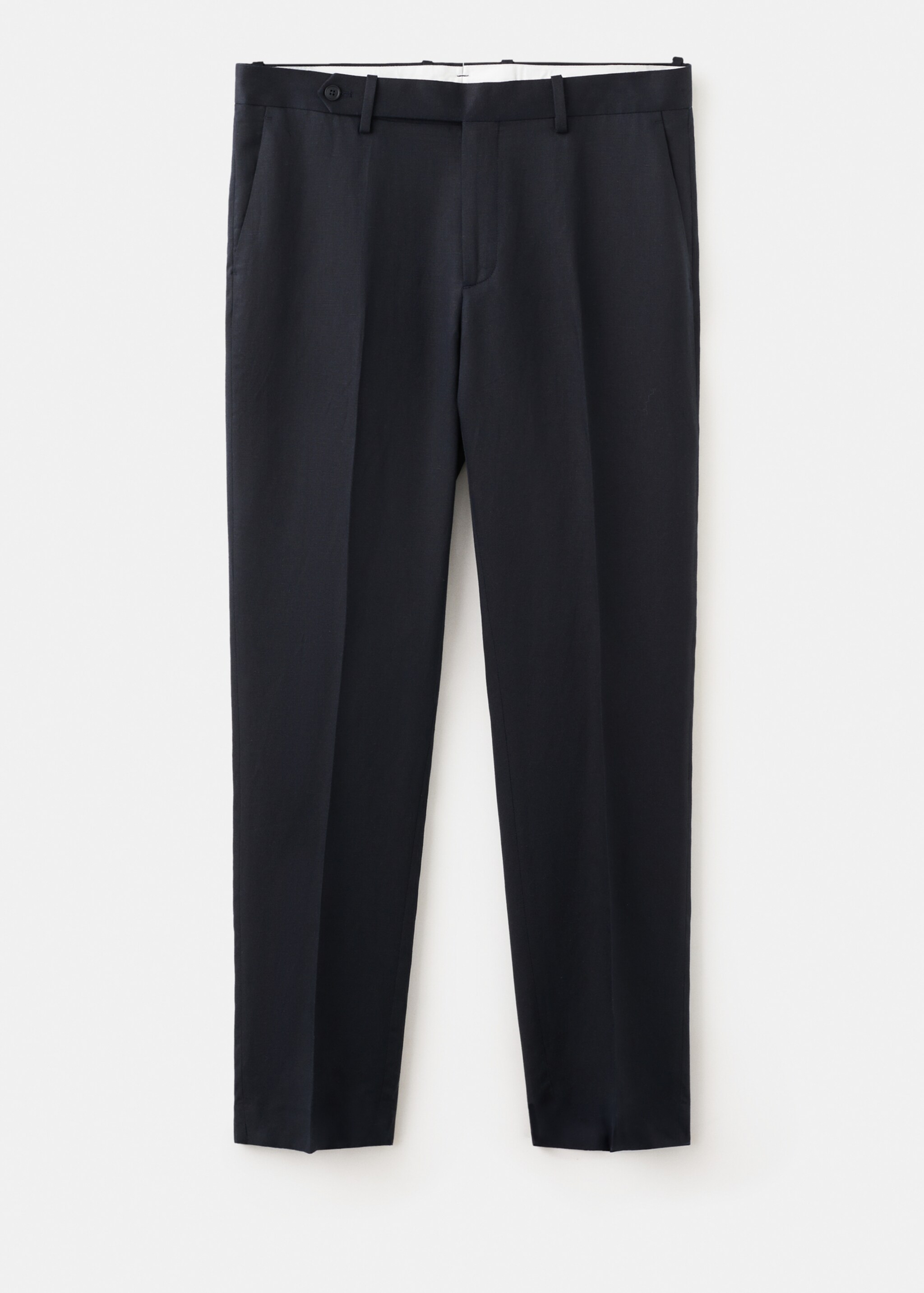 Slim-fit lyocell linen trousers - Article without model, Navy. Ref: 27025933-03.