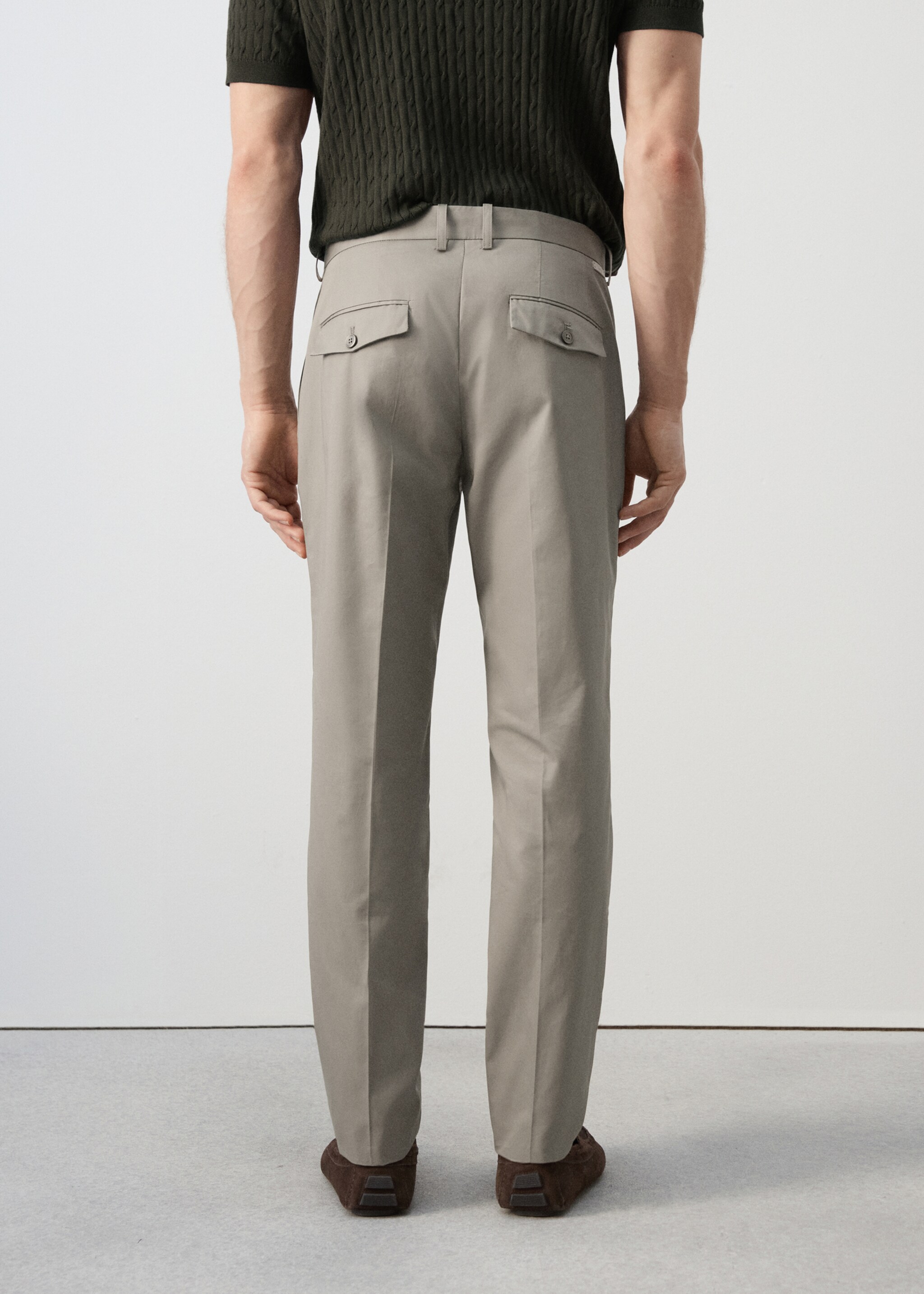 Calças slim fit de sarja de 100% algodão - Verso do artigo, Bege. Ref: 27025934-03.