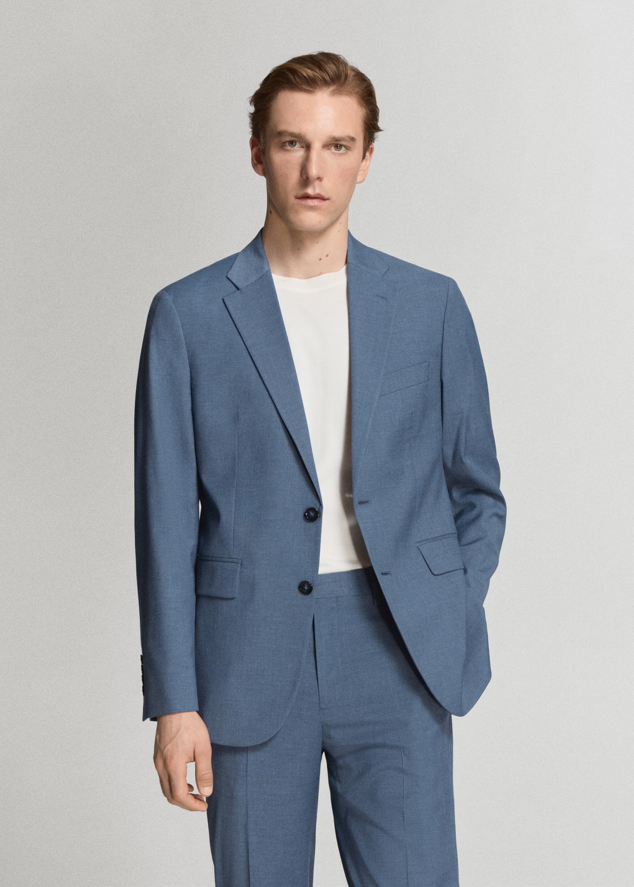 Milan slim-fit suit blazer - Medium plane, Indigo Blue. Ref: 27025942-01.