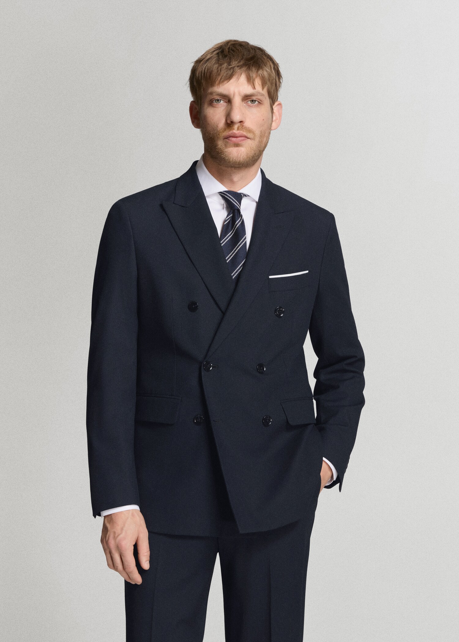 Monaco double-breasted slim-fit suit jacket - Medium plane