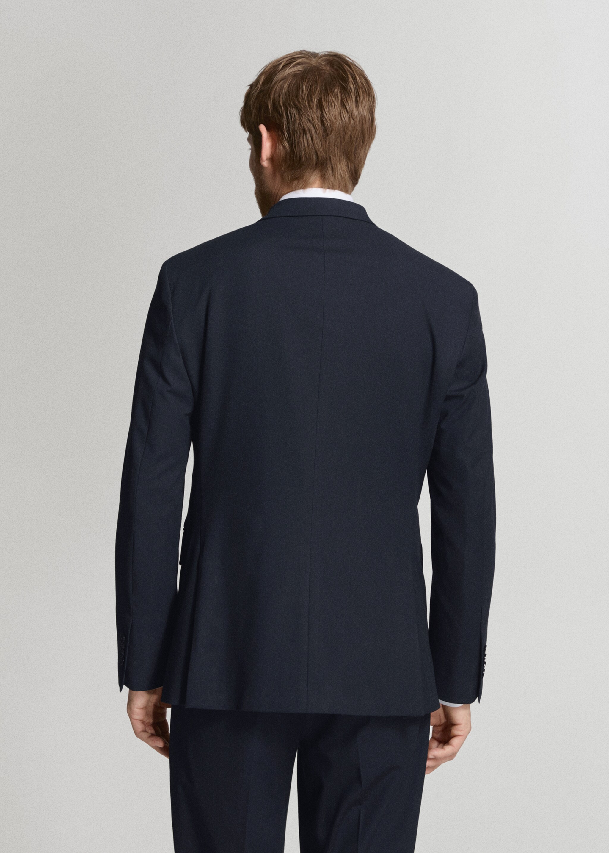 Monaco double-breasted slim-fit suit jacket - Reverse of the article, Navy. Ref: 27025943-02.