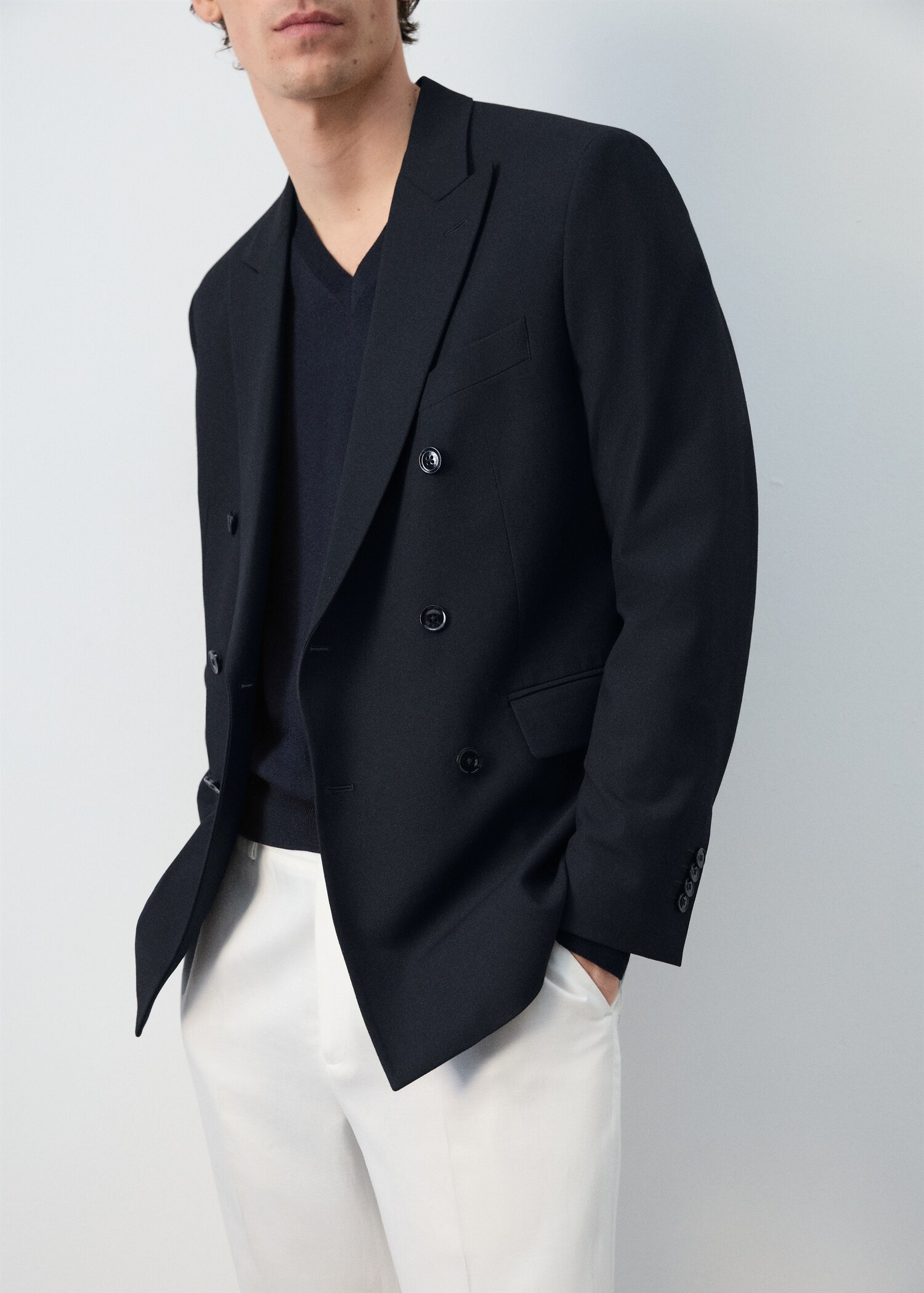 Monaco double-breasted slim-fit suit jacket - Reverse of the article