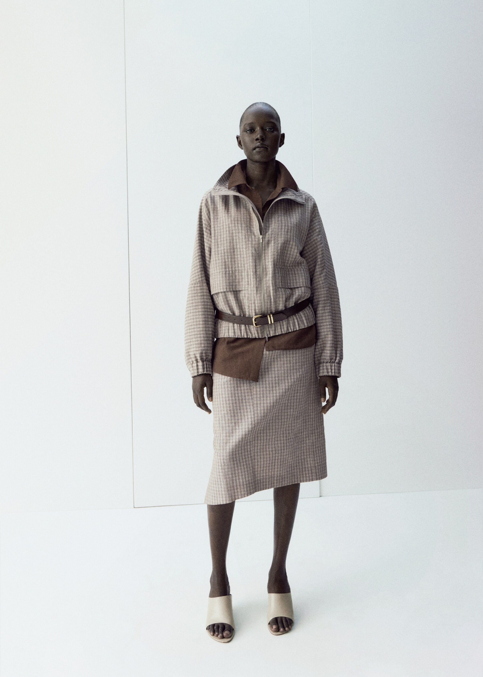 Veste bomber carreaux - Plan général, Gris clair/pastel. Ref: 27026363-01.