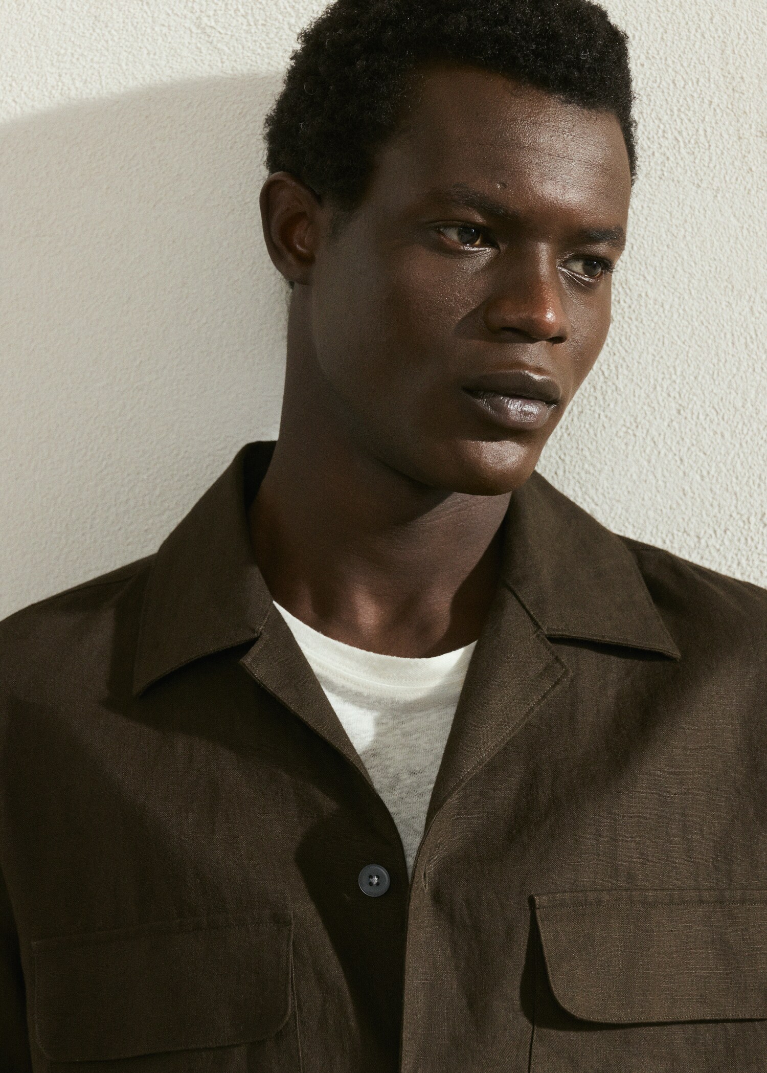 Bowling collar overshirt 100% linen - Details of the article 5