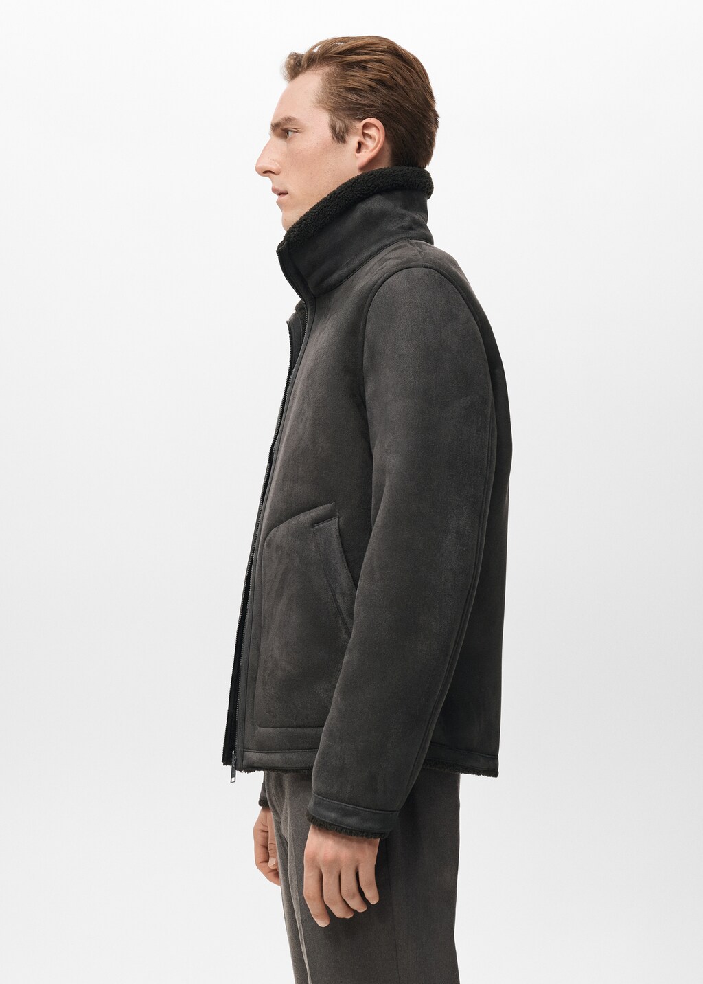 Shearling-lined faux-leather jacket