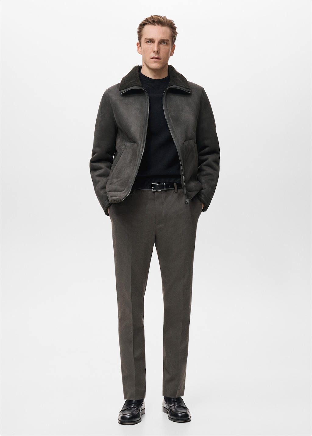 Shearling-lined faux-leather jacket