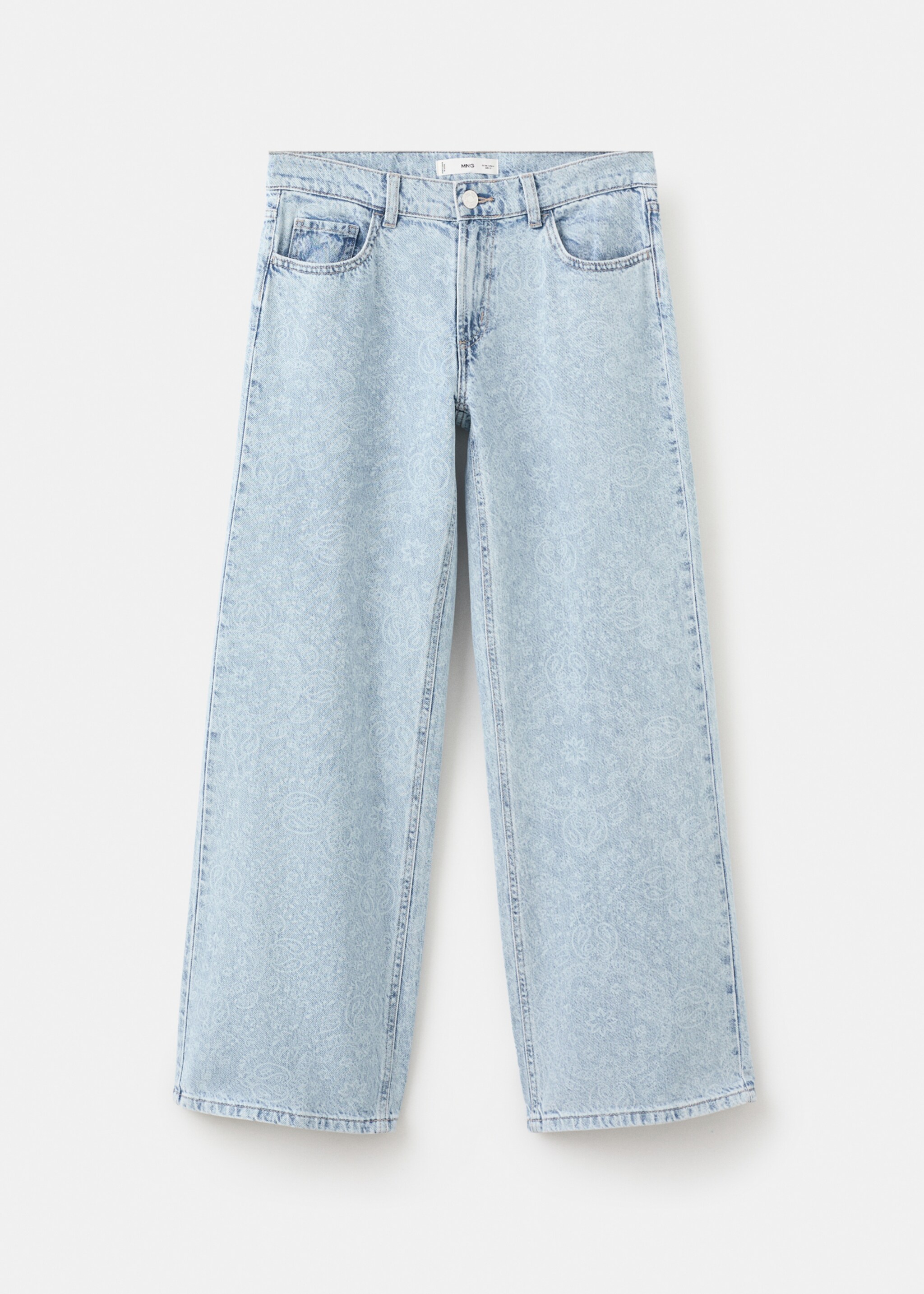 Wide leg paisley-print jeans - Article without model, Light Blue. Ref: 27031282-01.