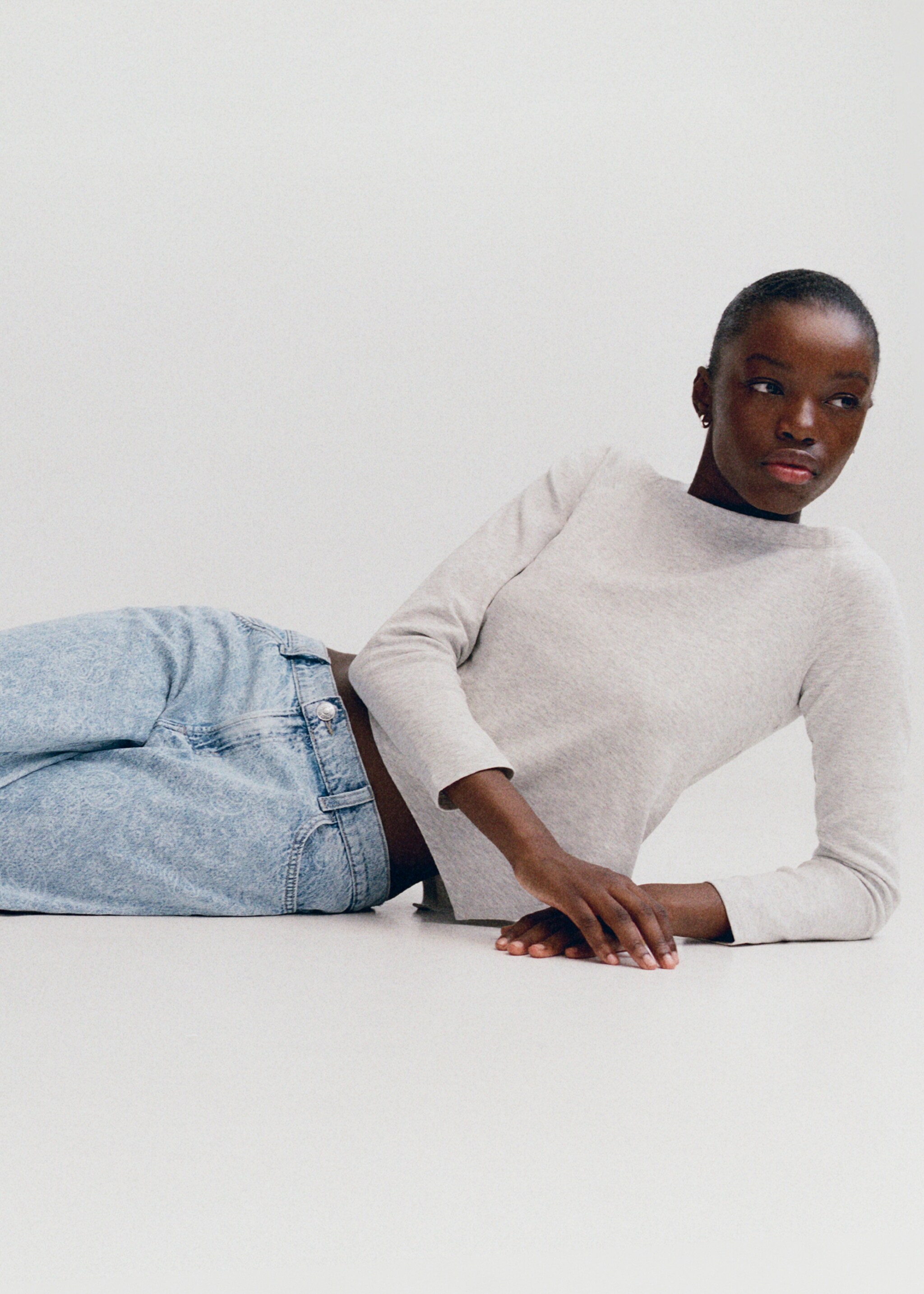 Wide leg paisley-print jeans - Details of the article 4, Light Blue. Ref: 27031282-01.