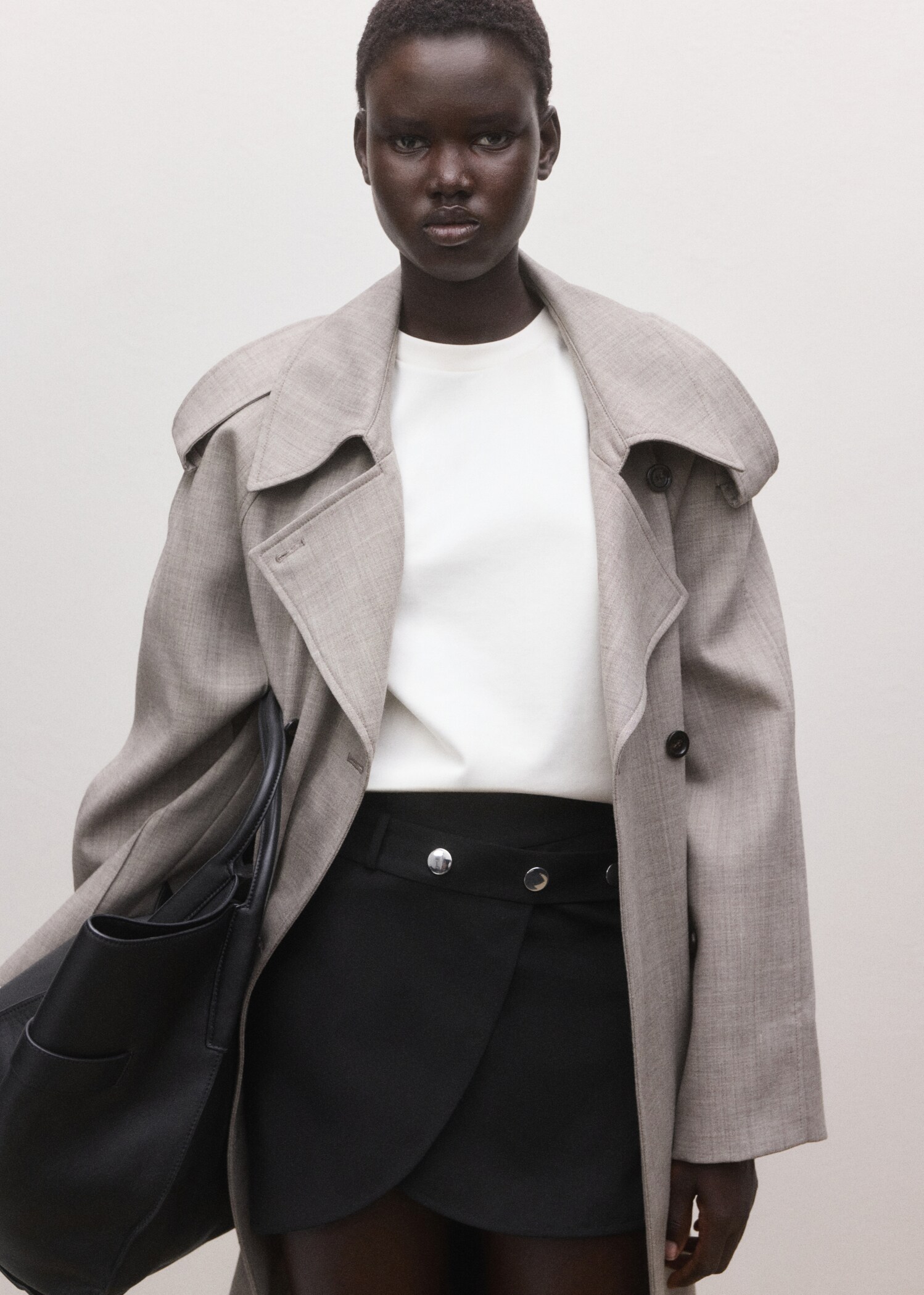 腰带系扣短裙 - null