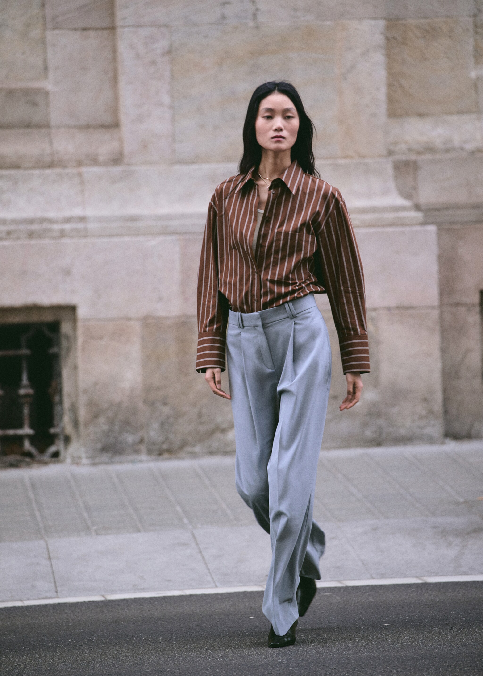 Pocket striped shirt - General plane, Brown. Ref: 27034089-02.